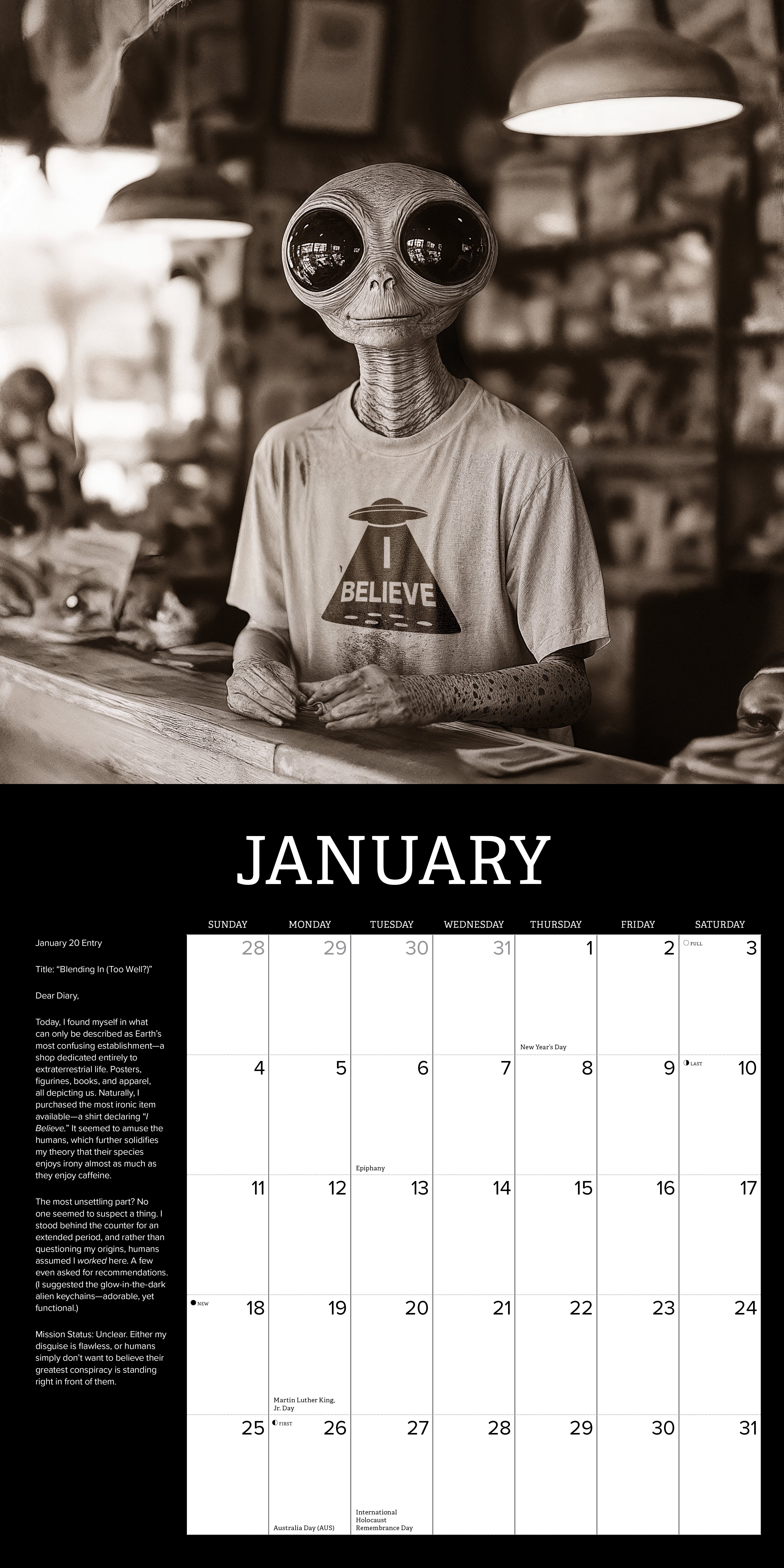 2026 Alien Diaries - Square Wall Calendar