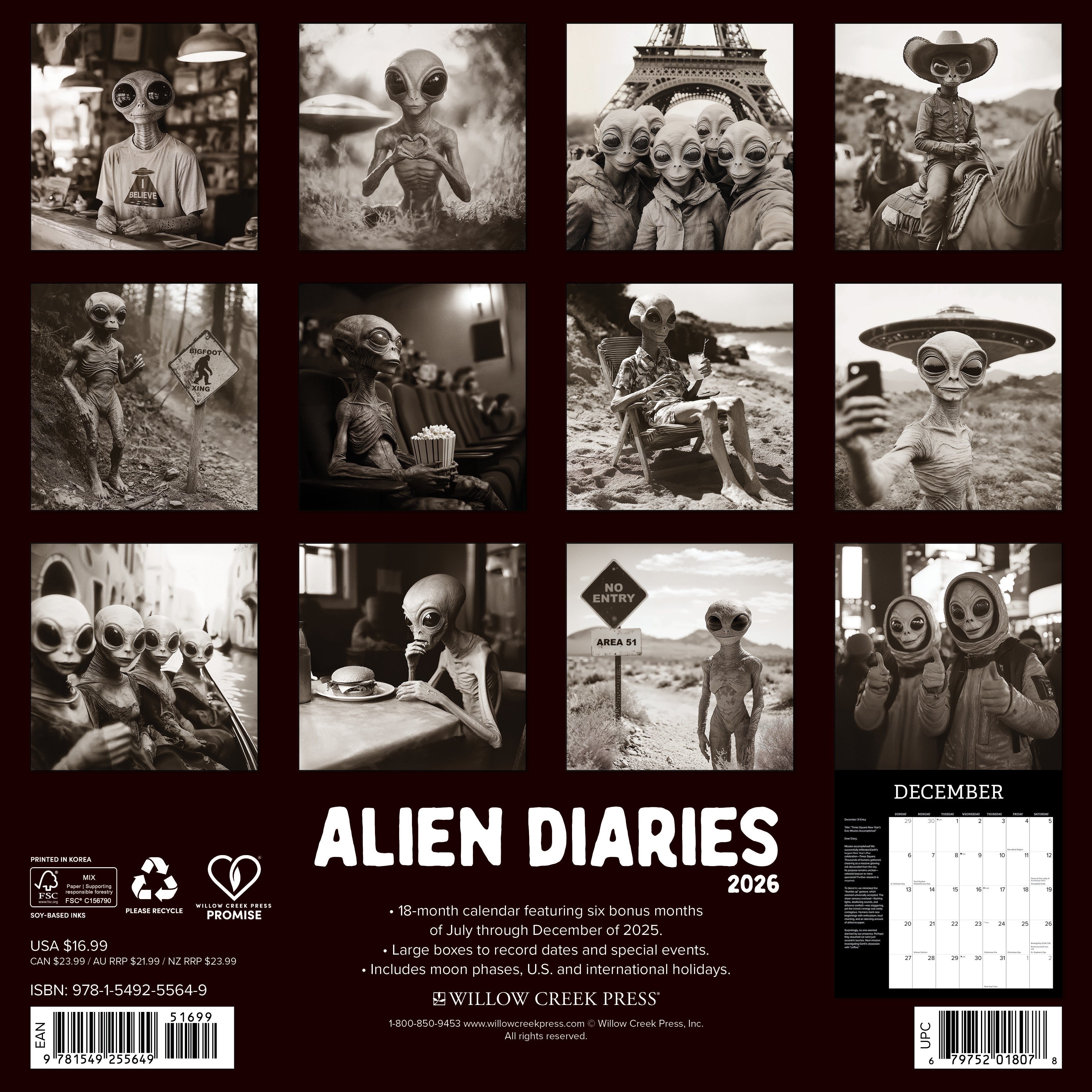 2026 Alien Diaries - Square Wall Calendar