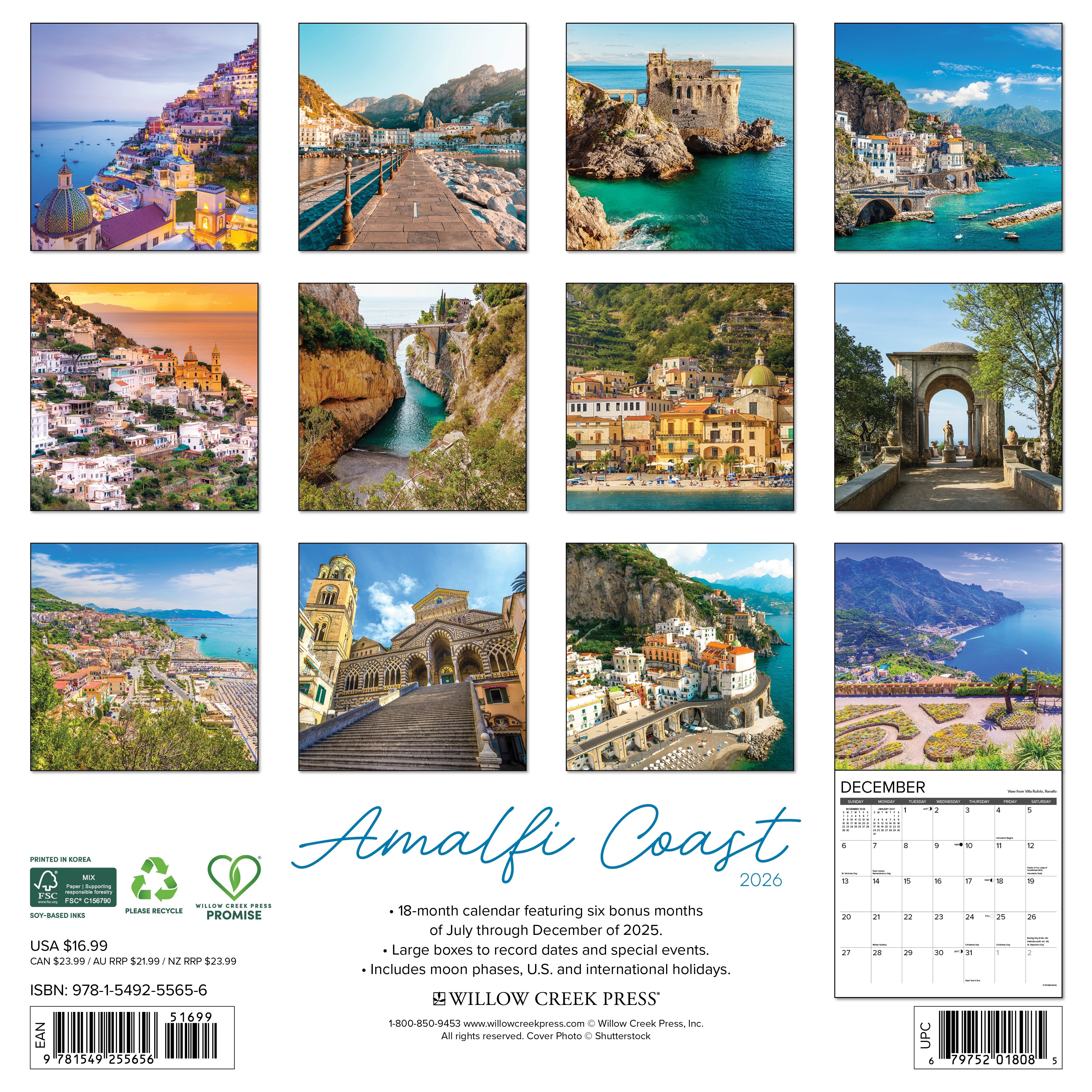 2026 Amalfi Coast - Square Wall Calendar