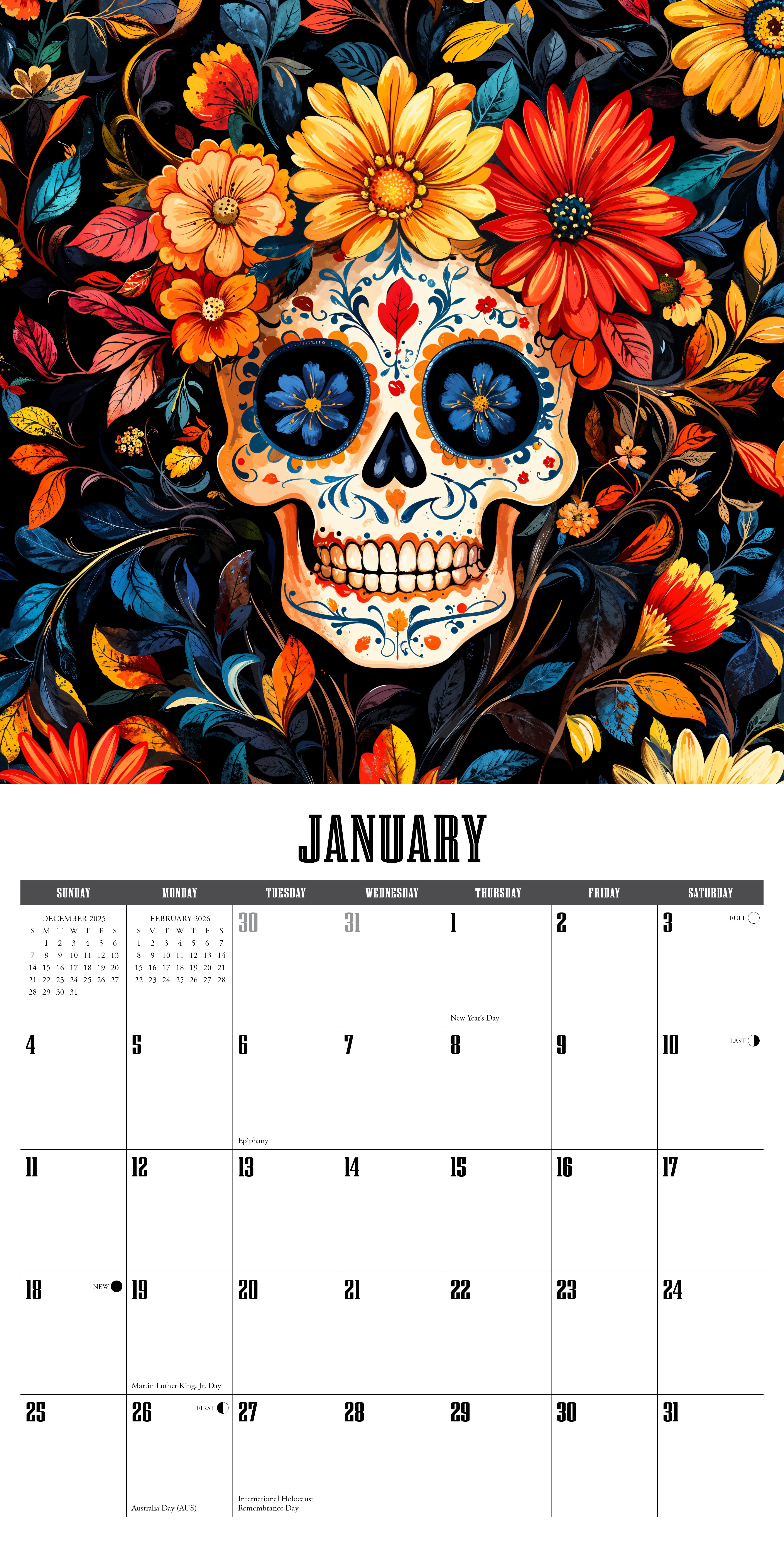 2026 Day of the Dead - Square Wall Calendar