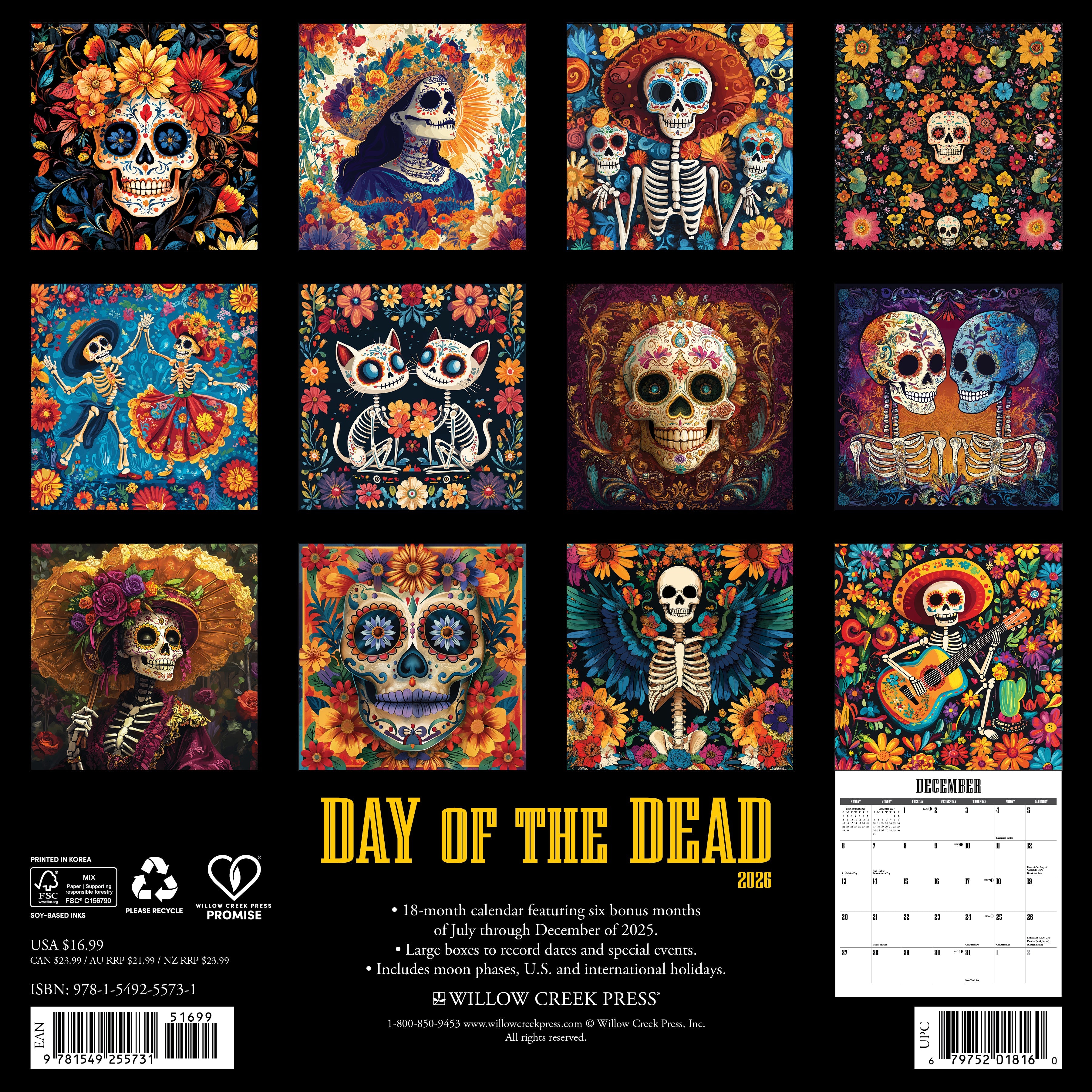 2026 Day of the Dead - Square Wall Calendar