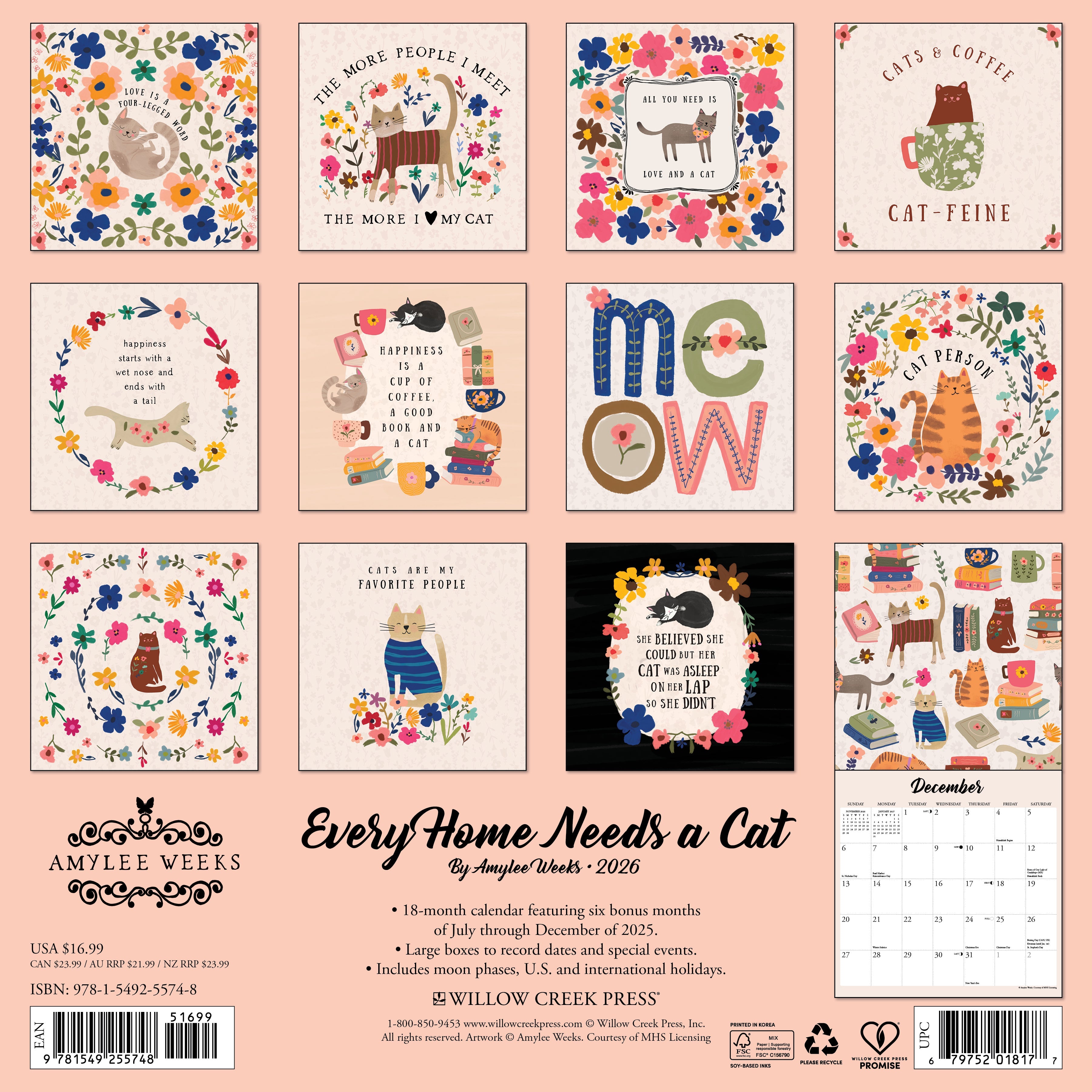 2026 Every Home Needs a Cat - Square Wall Calendar