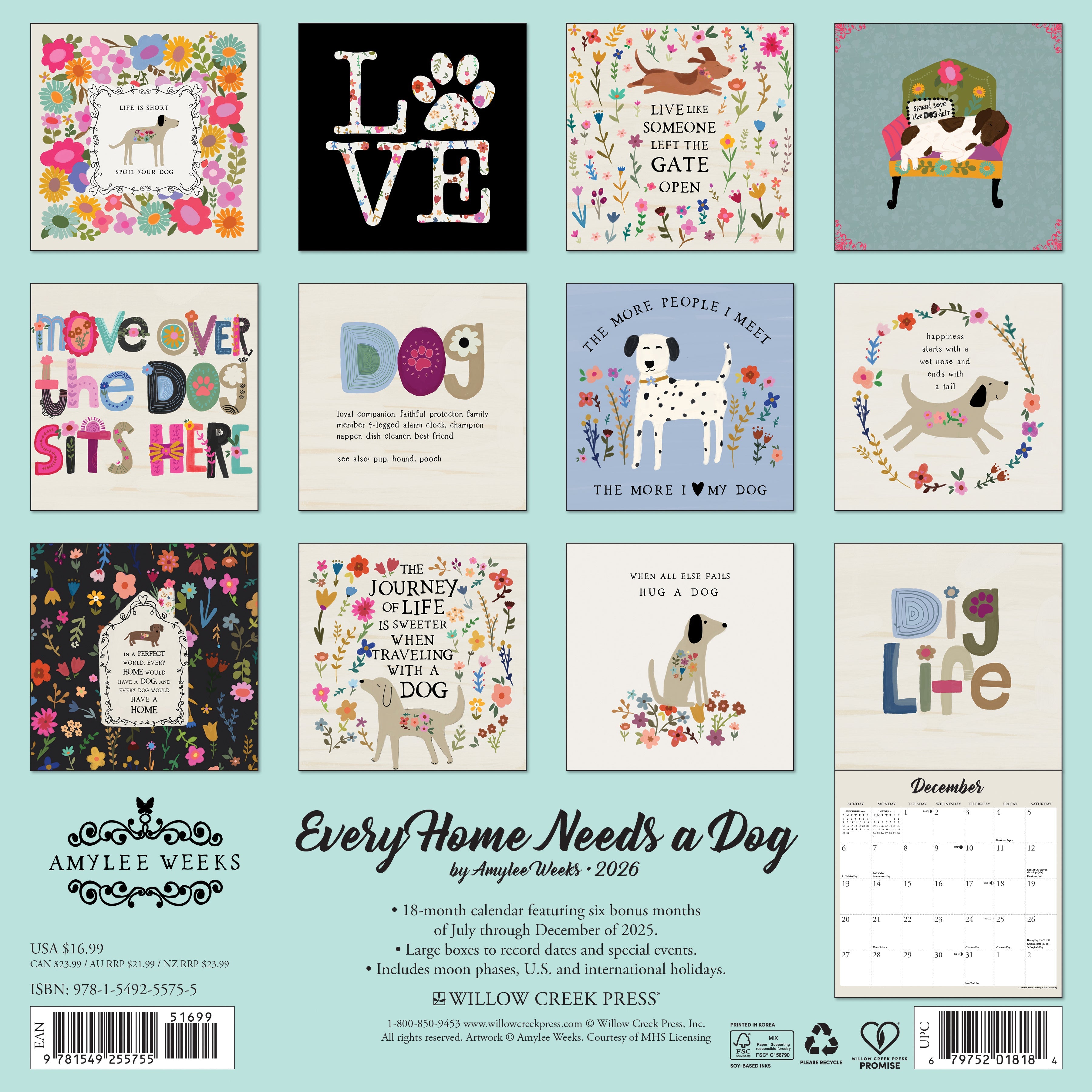 2026 Every Home Needs a Dog - Square Wall Calendar