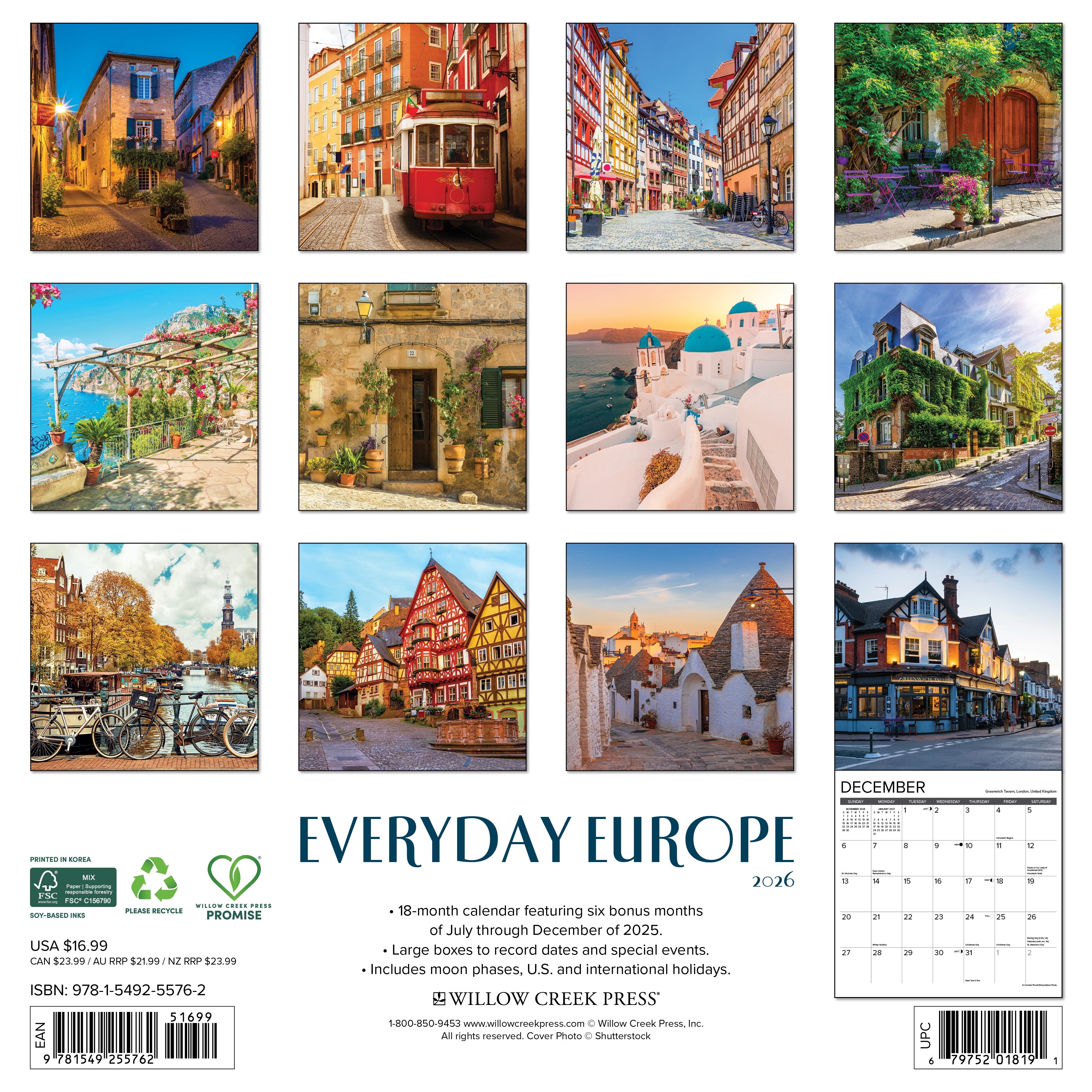 2026 Everyday Europe - Square Wall Calendar