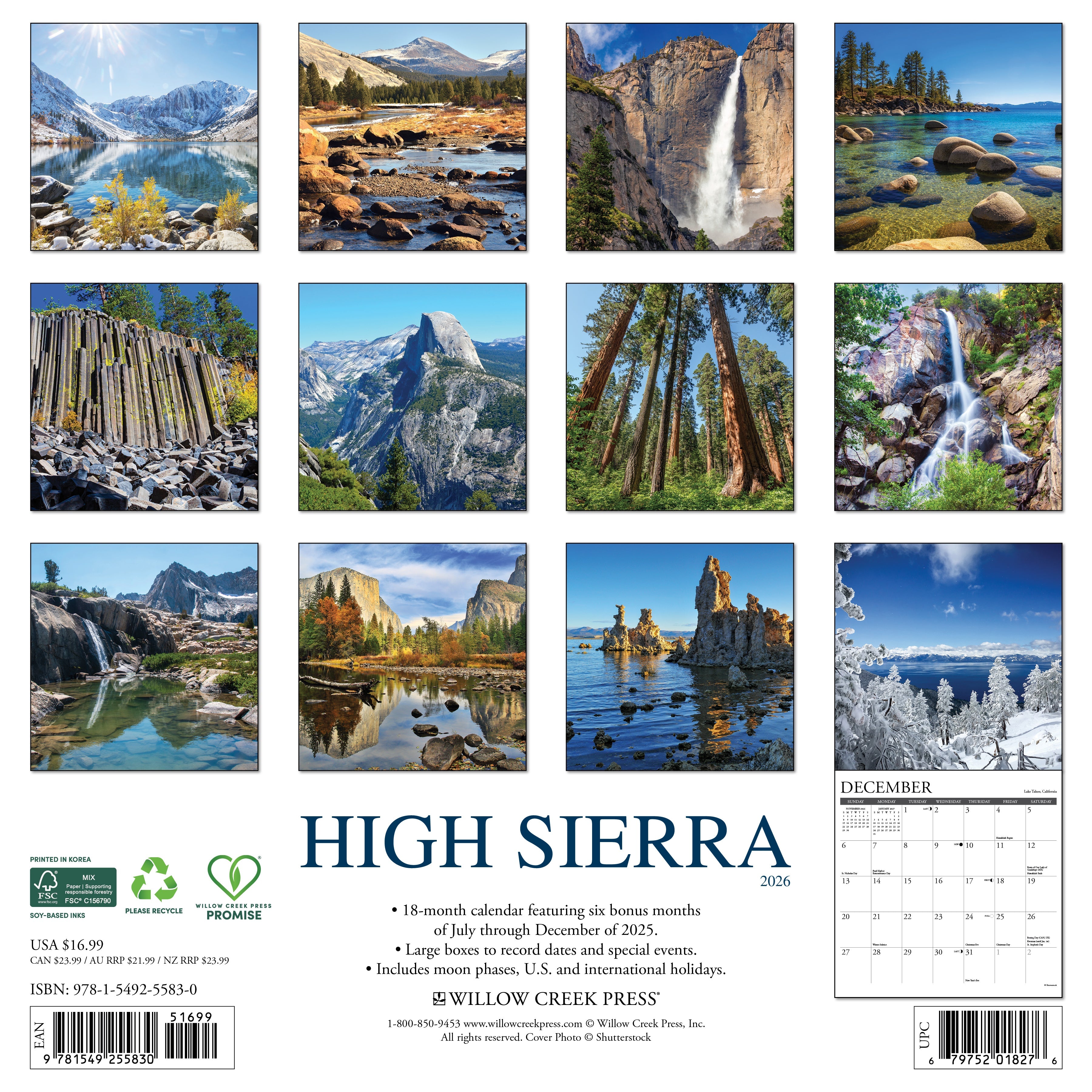 2026 High Sierra - Square Wall Calendar