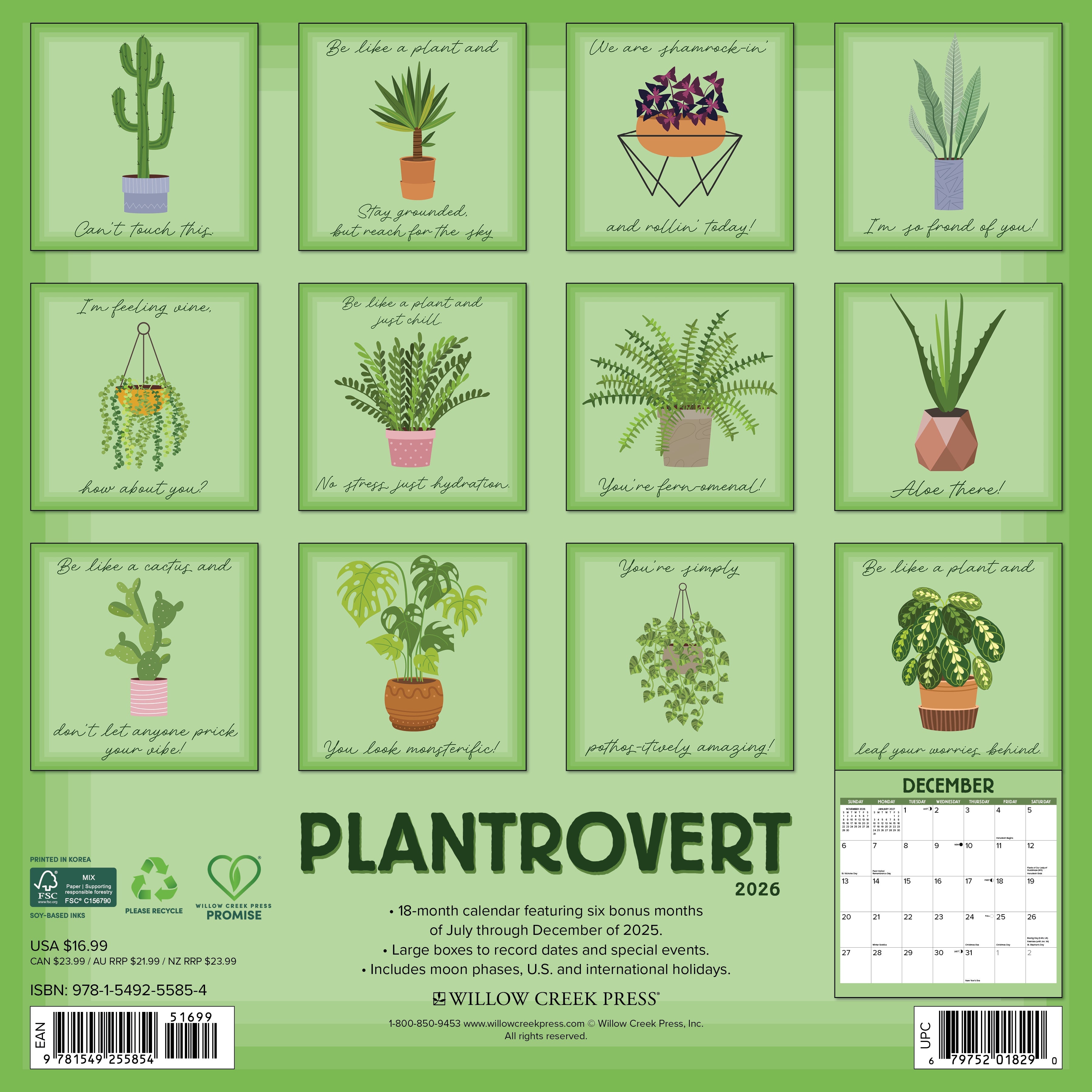 2026 Plantrovert - Square Wall Calendar