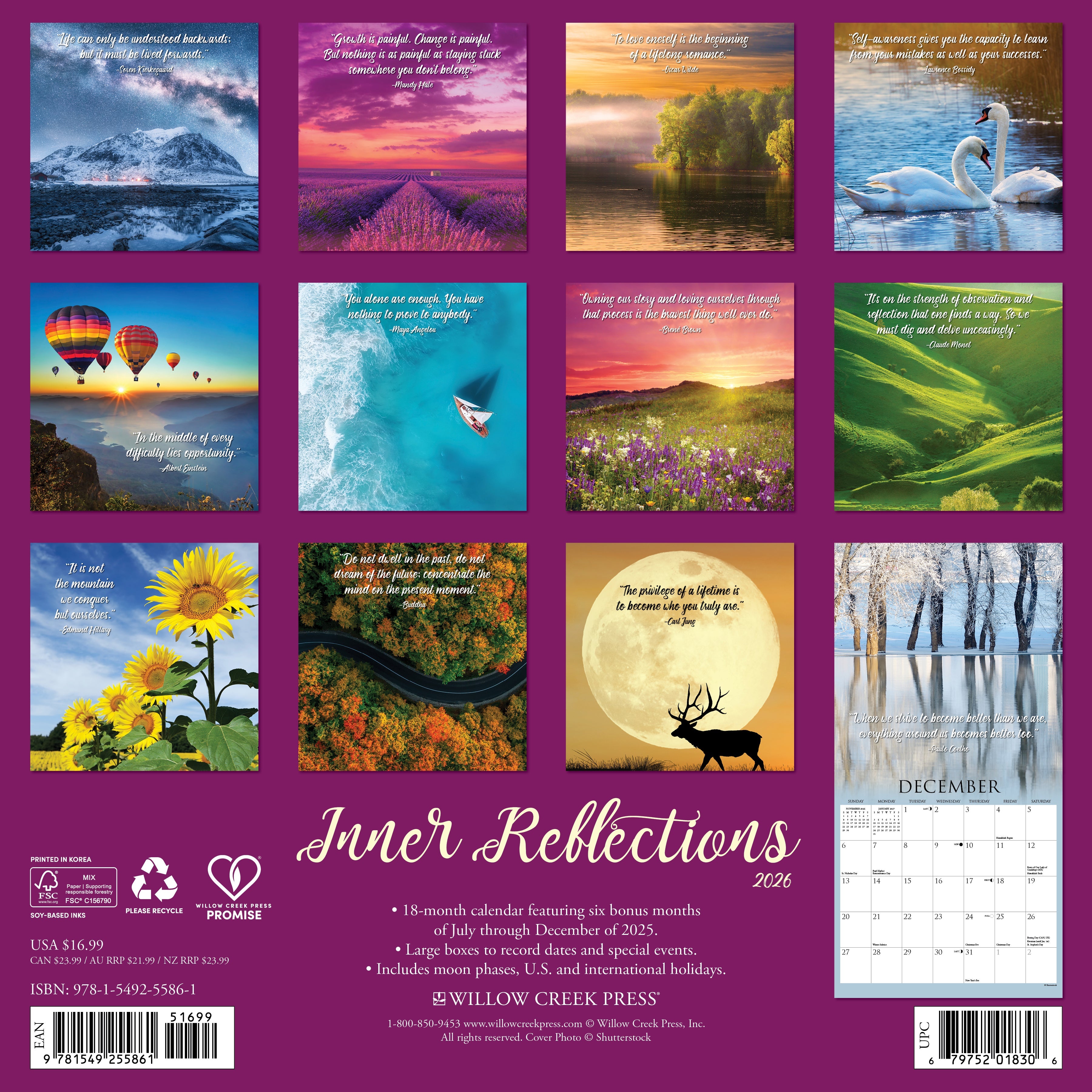 2026 Inner Reflections - Square Wall Calendar