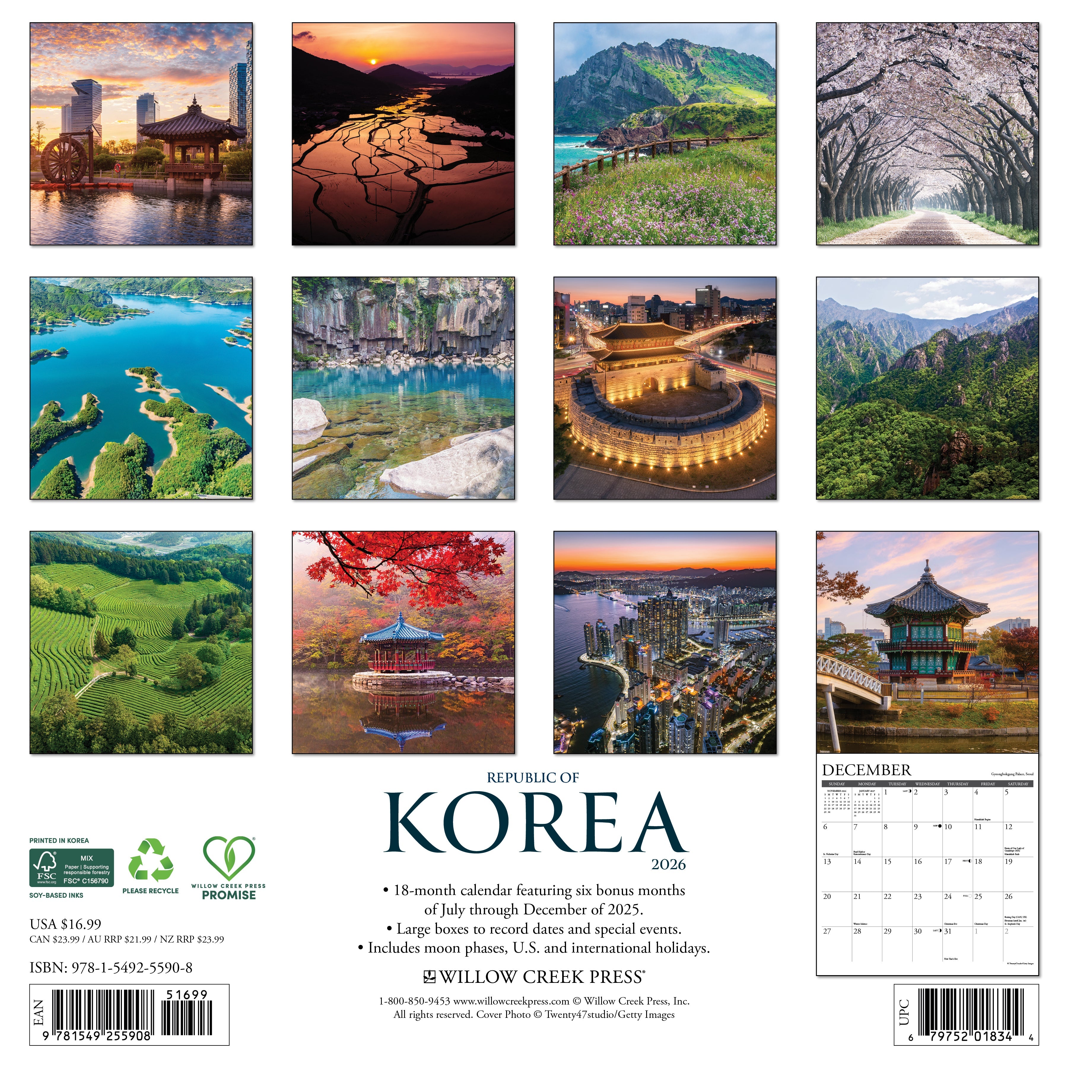 2026 Republic of Korea - Square Wall Calendar
