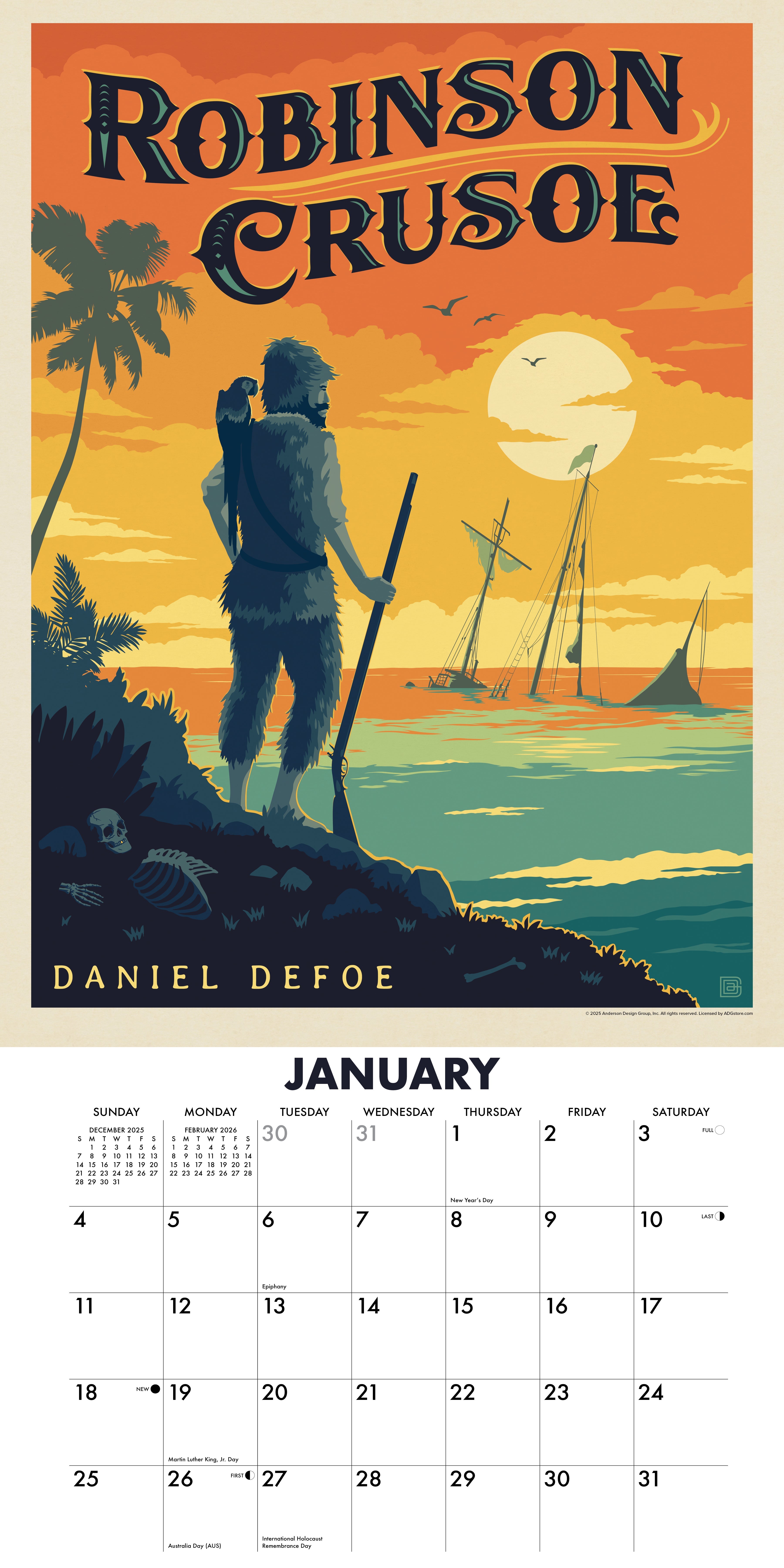2026 Literary Classics - Square Wall Calendar