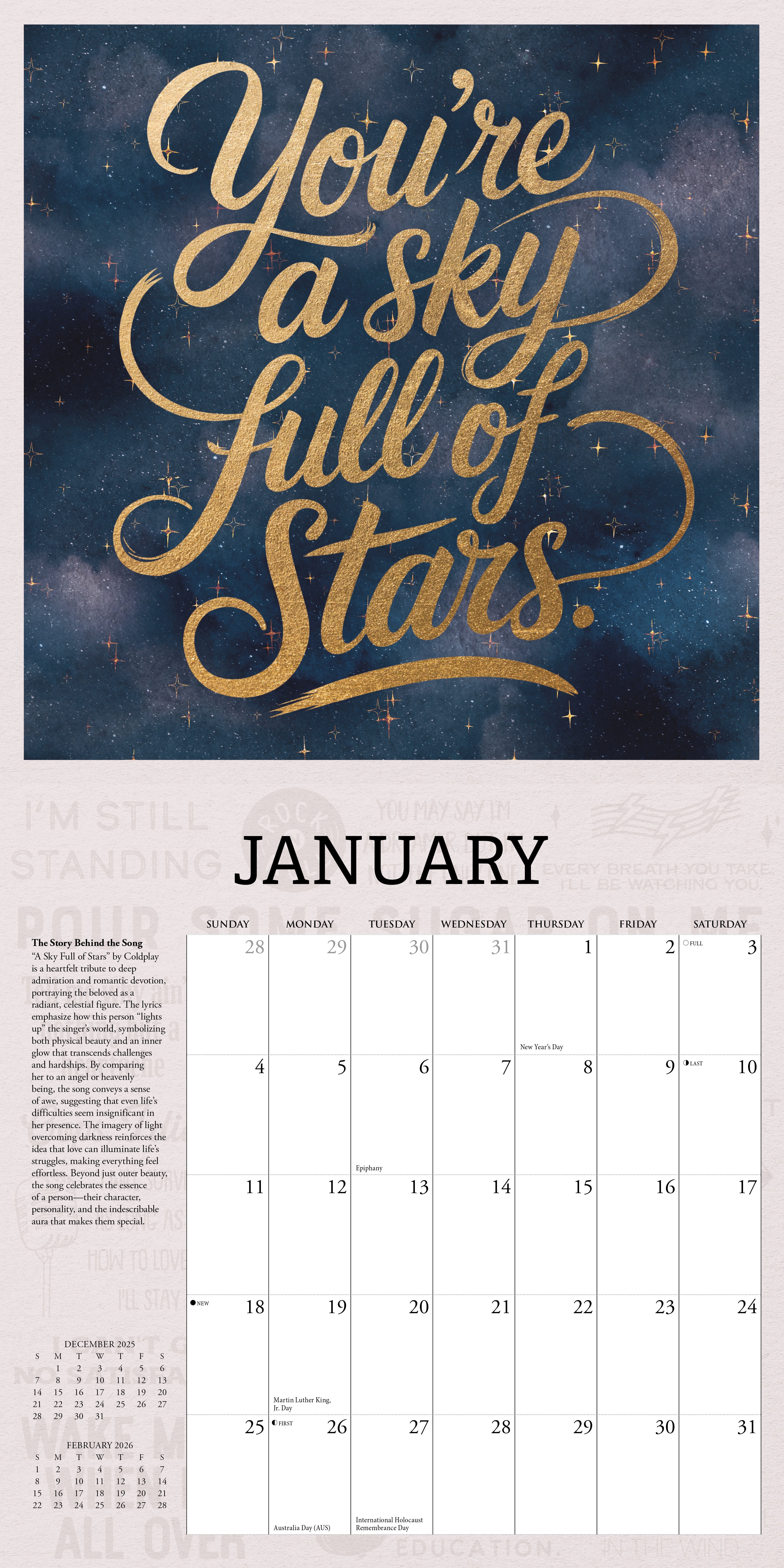 2026 Lyrics to Live By - Square Wall Calendar