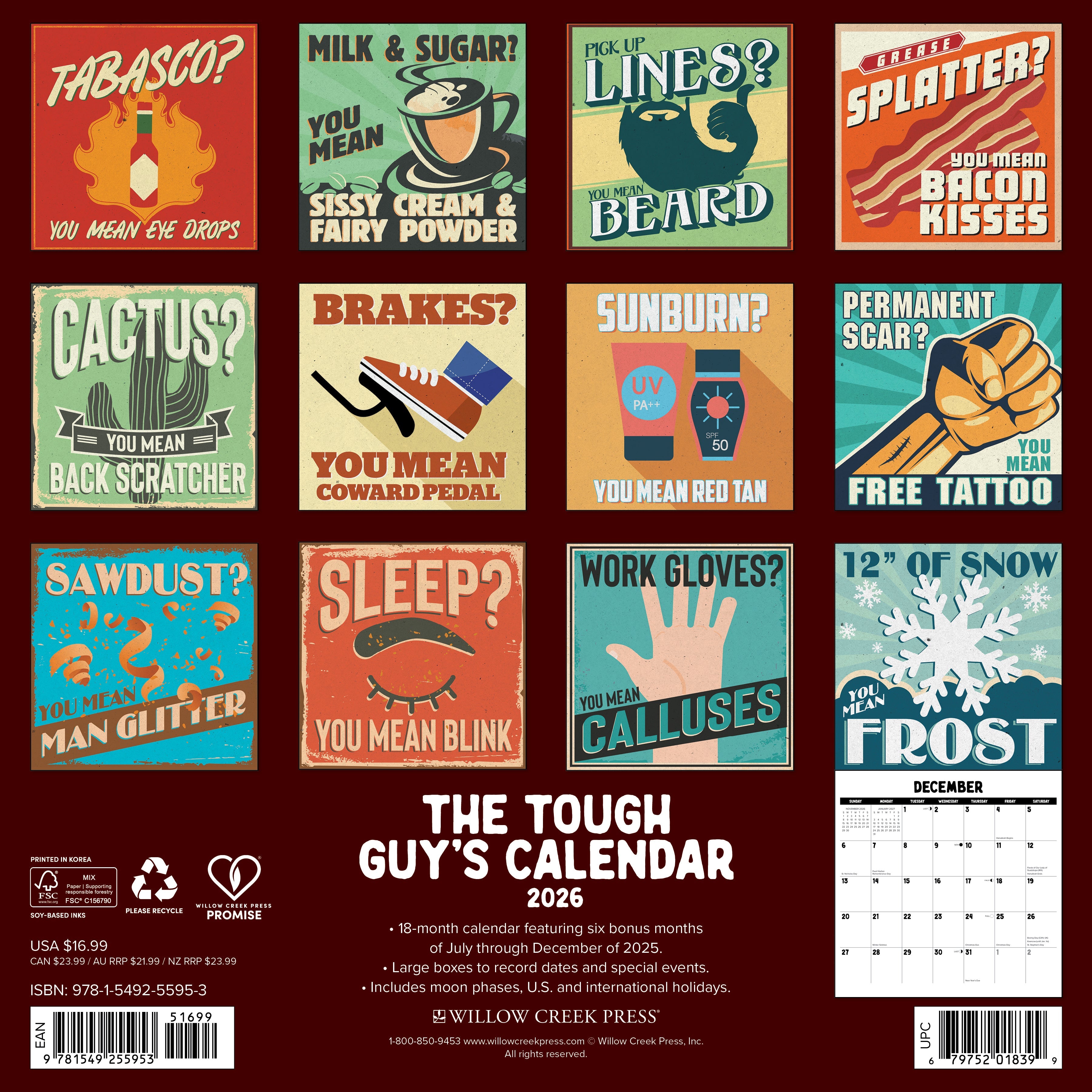2026 The Tough Guy's Calendar - Square Wall Calendar