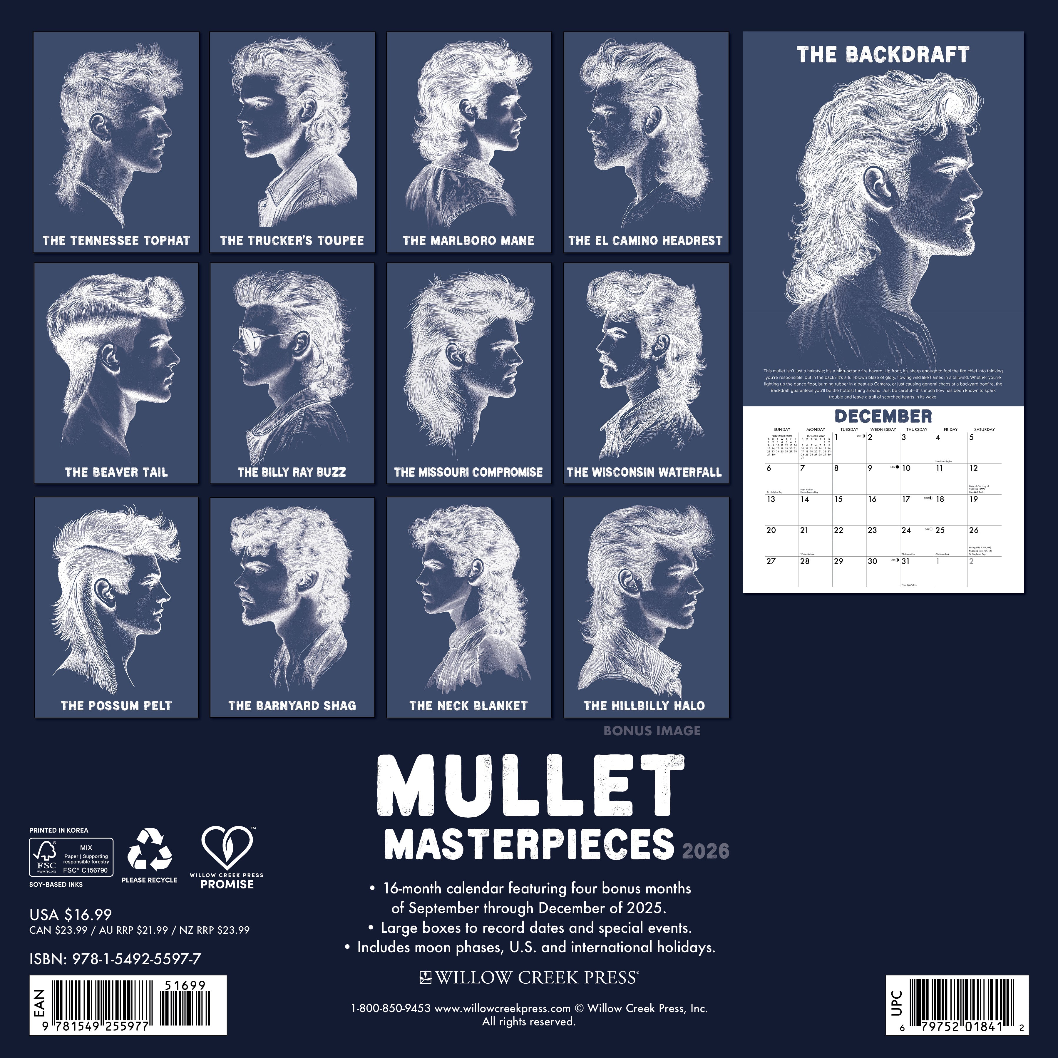 2026 Mullet Masterpieces - Square Wall Calendar