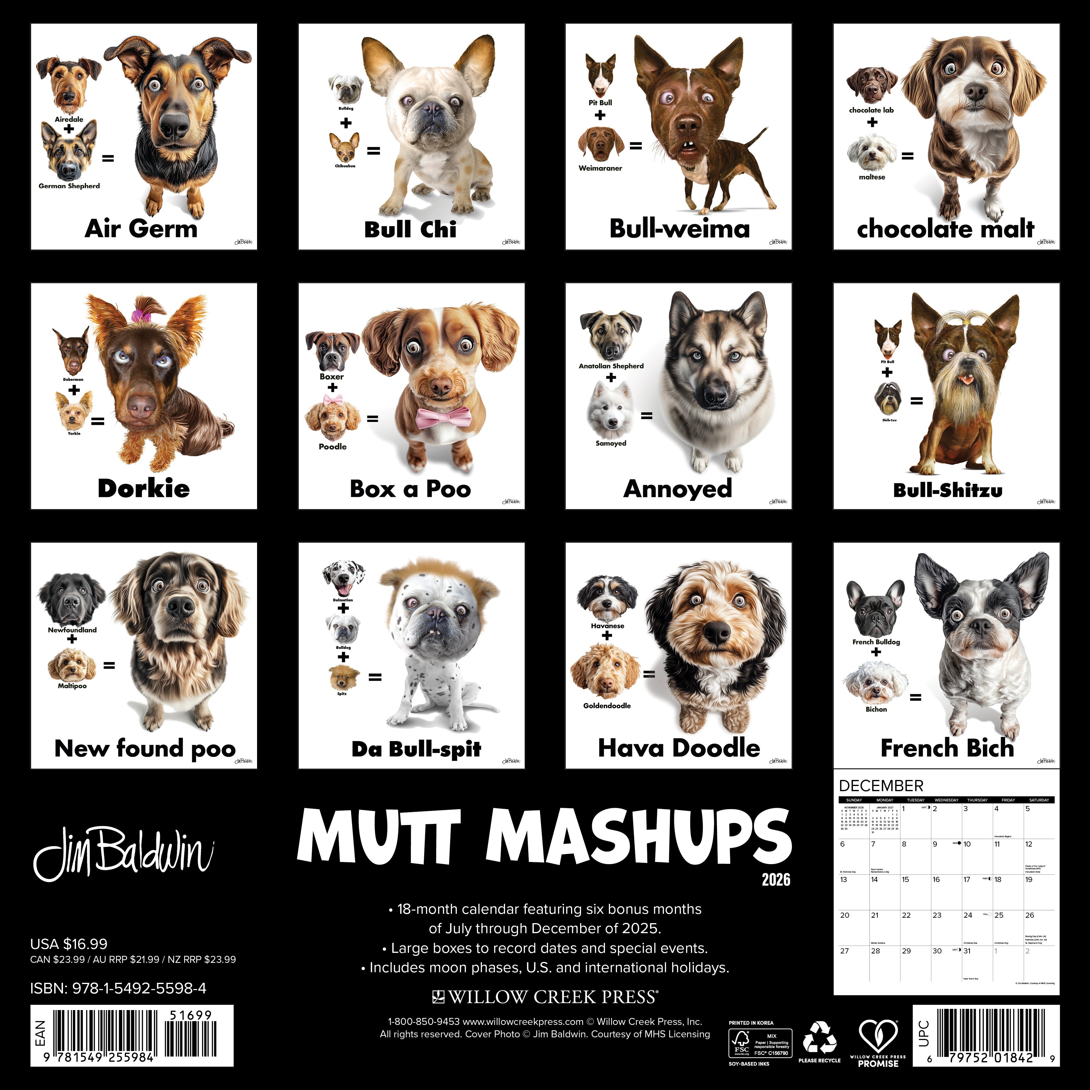 2026 Mutt Mashups - Square Wall Calendar