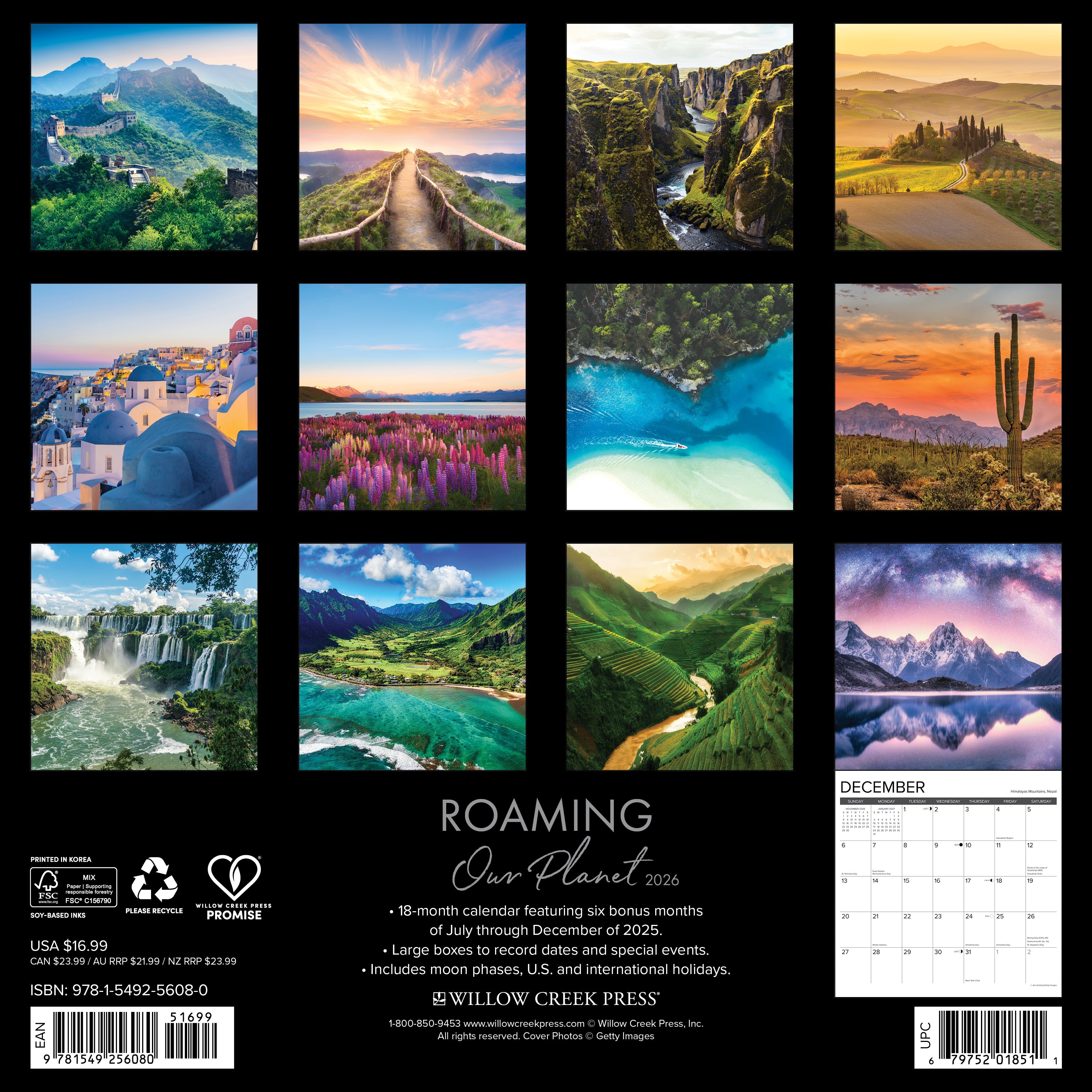 2026 Roaming Our Planet - Square Wall Calendar