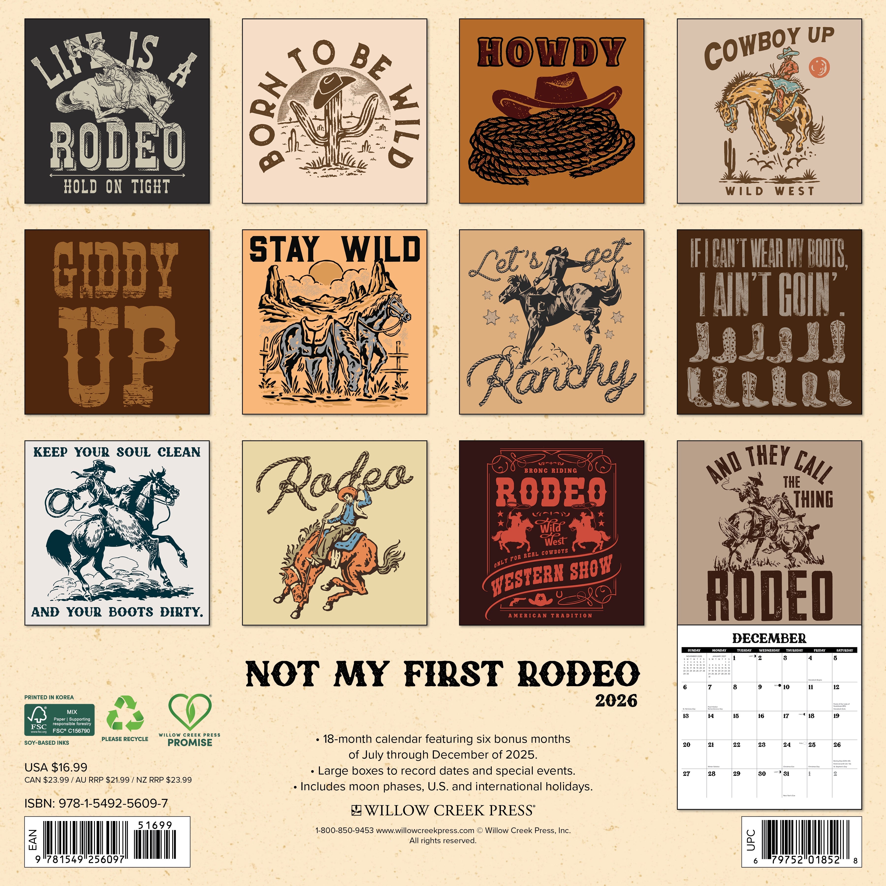 2026 Not My First Rodeo - Square Wall Calendar