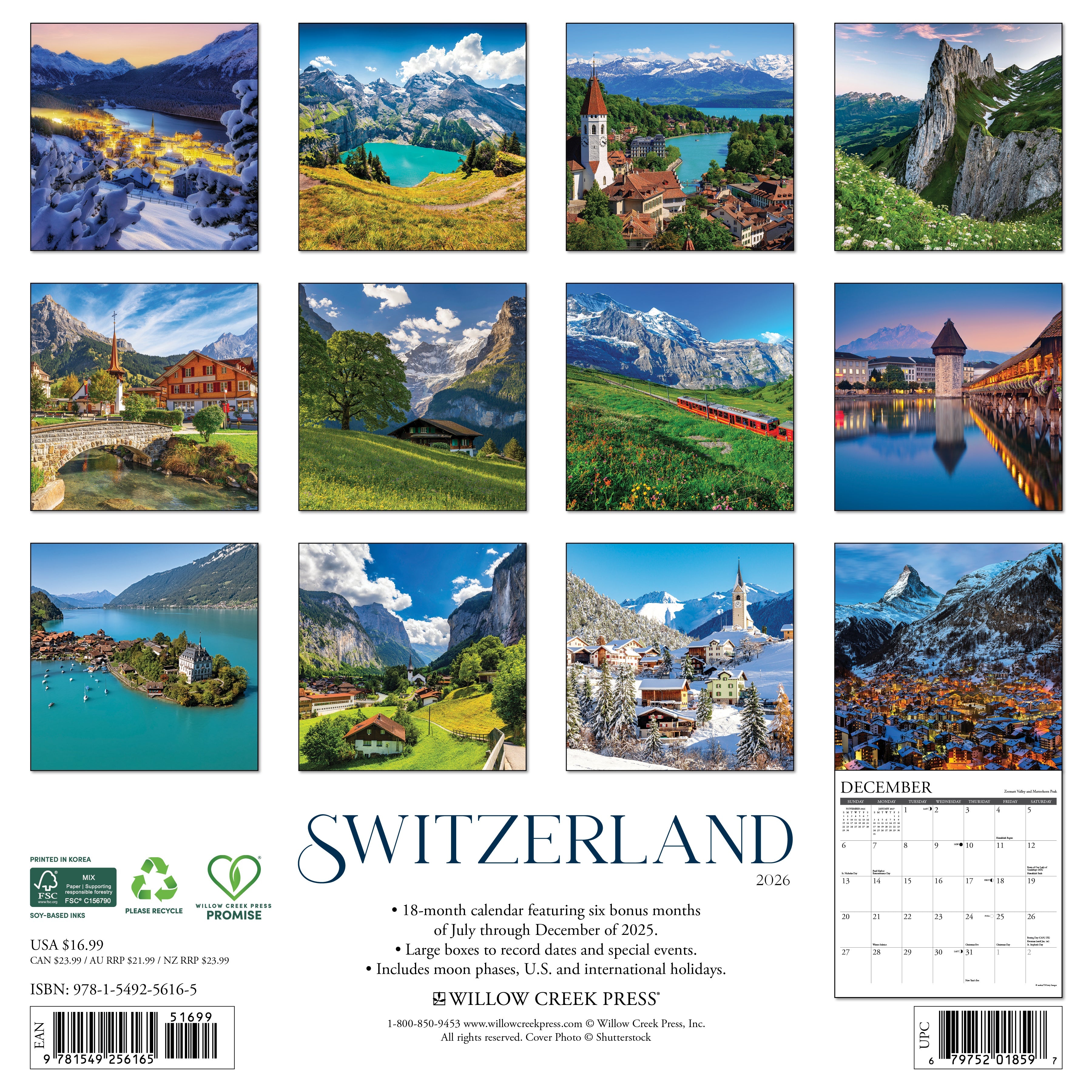 2026 Switzerland - Square Wall Calendar