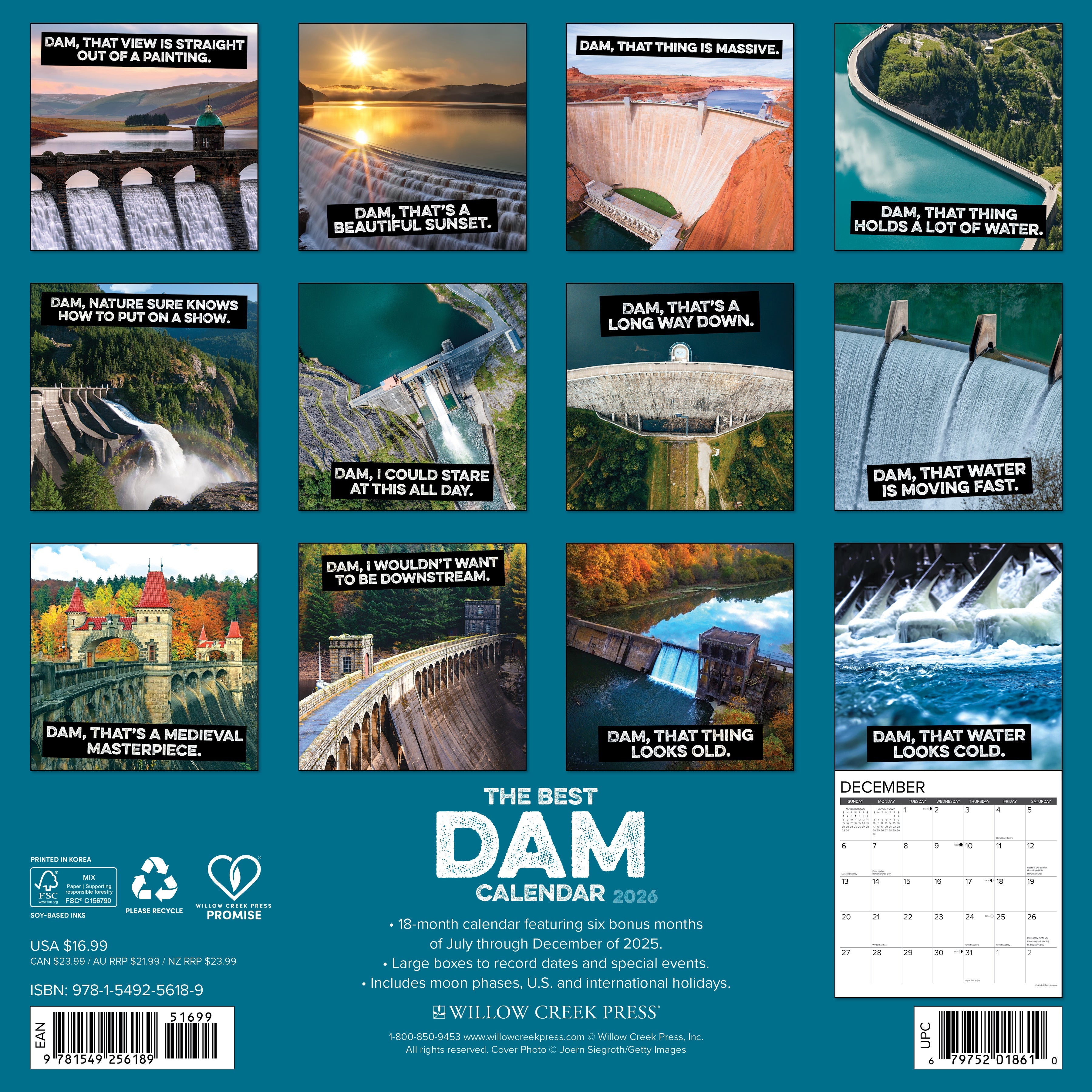 2026 The Best Dam Calendar - Square Wall Calendar