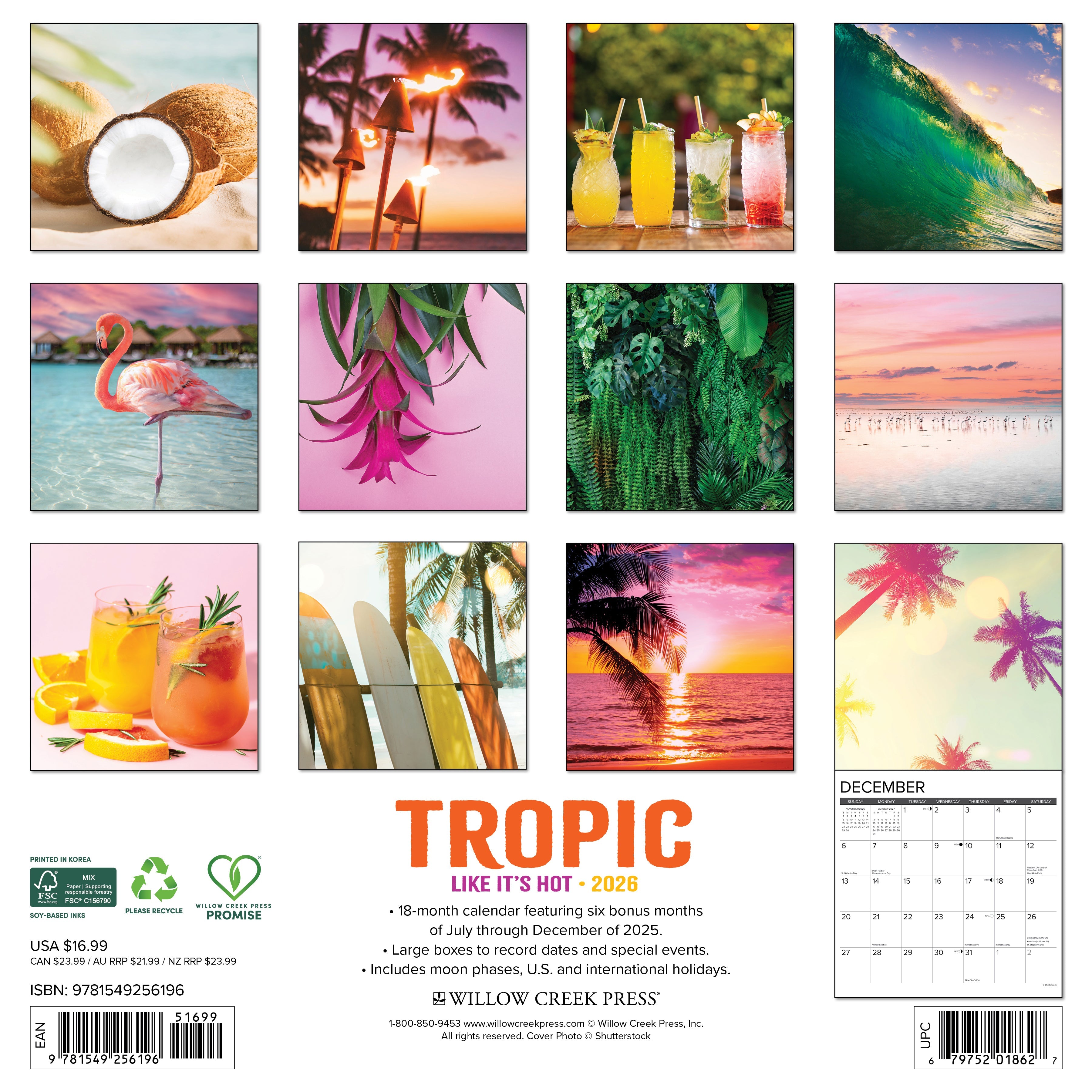 2026 Tropic Like It’s Hot - Square Wall Calendar