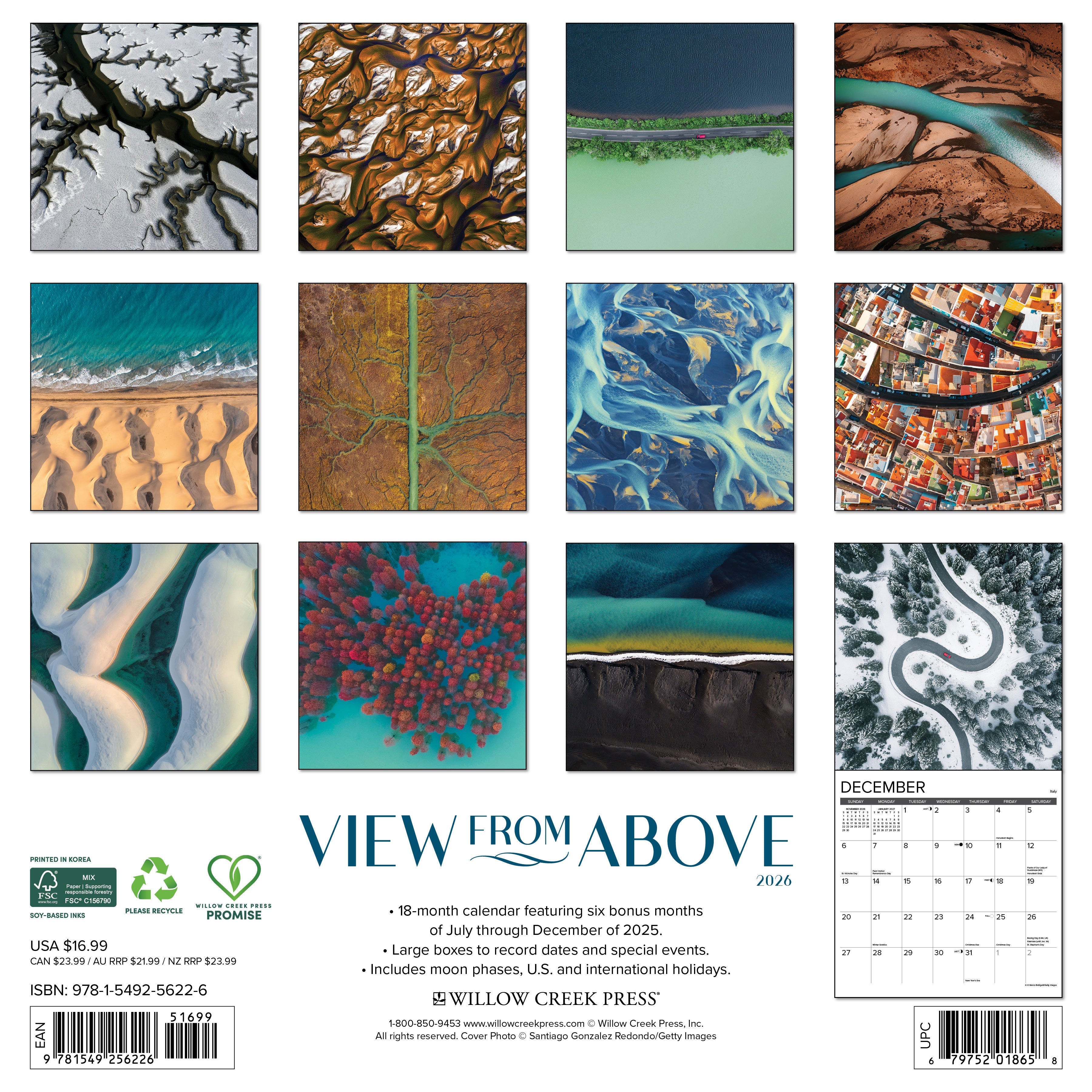 2026 View From Above - Square Wall Calendar