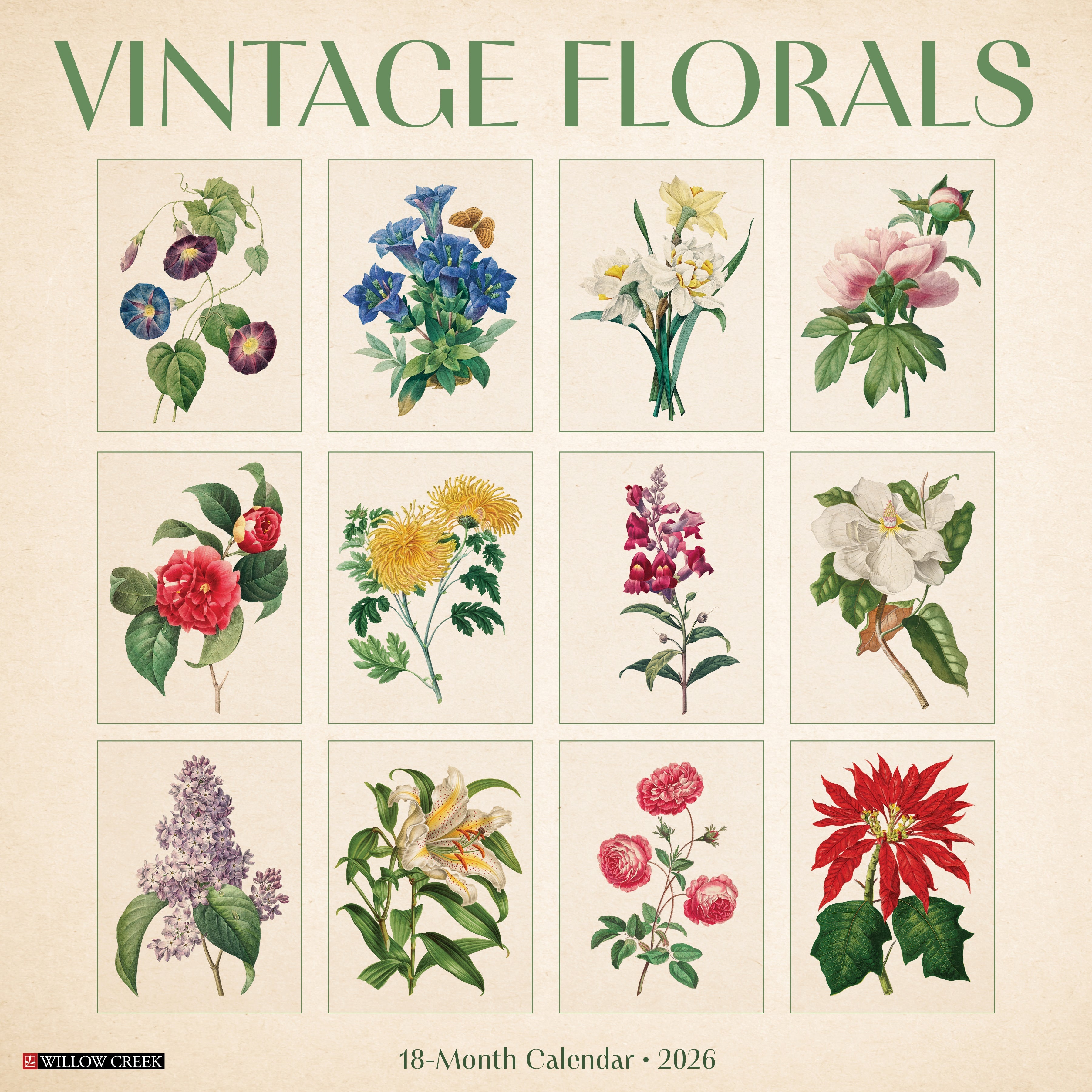 2026 Vintage Florals - Square Wall Calendar