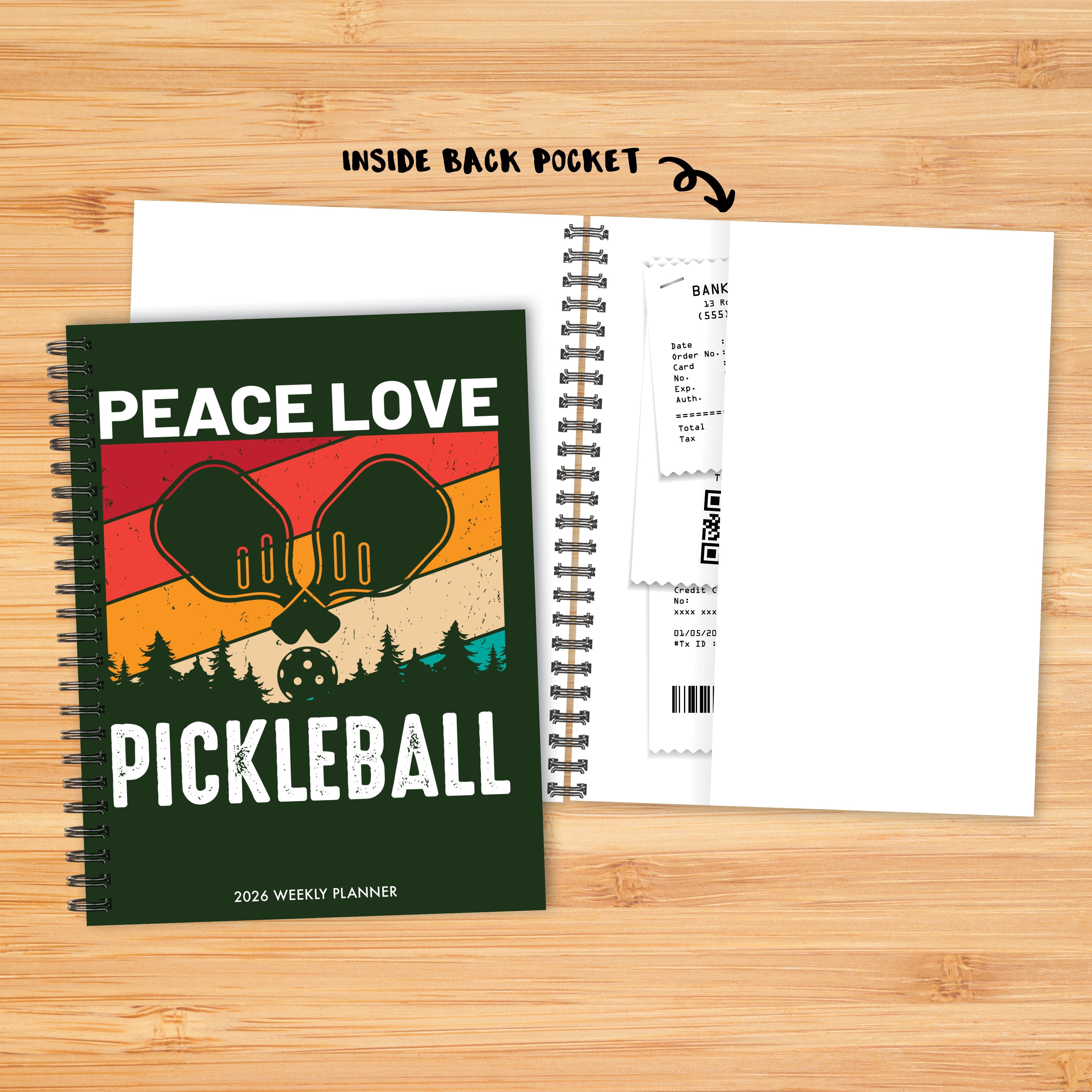 2026 Pickleball, Peace Love - Monthly & Weekly Diary/Planner