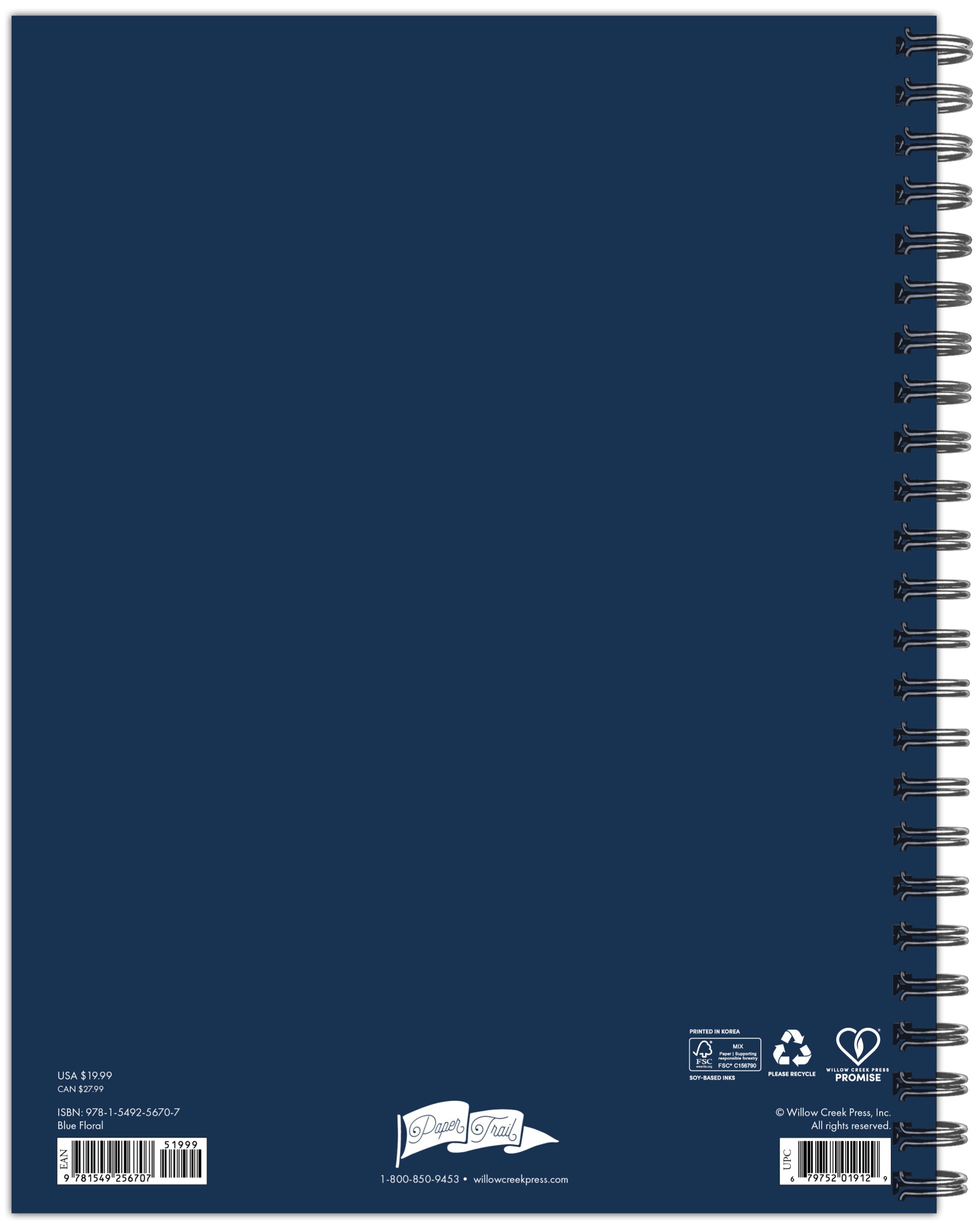 2026 Blue Floral - Monthly & Weekly Diary/Planner
