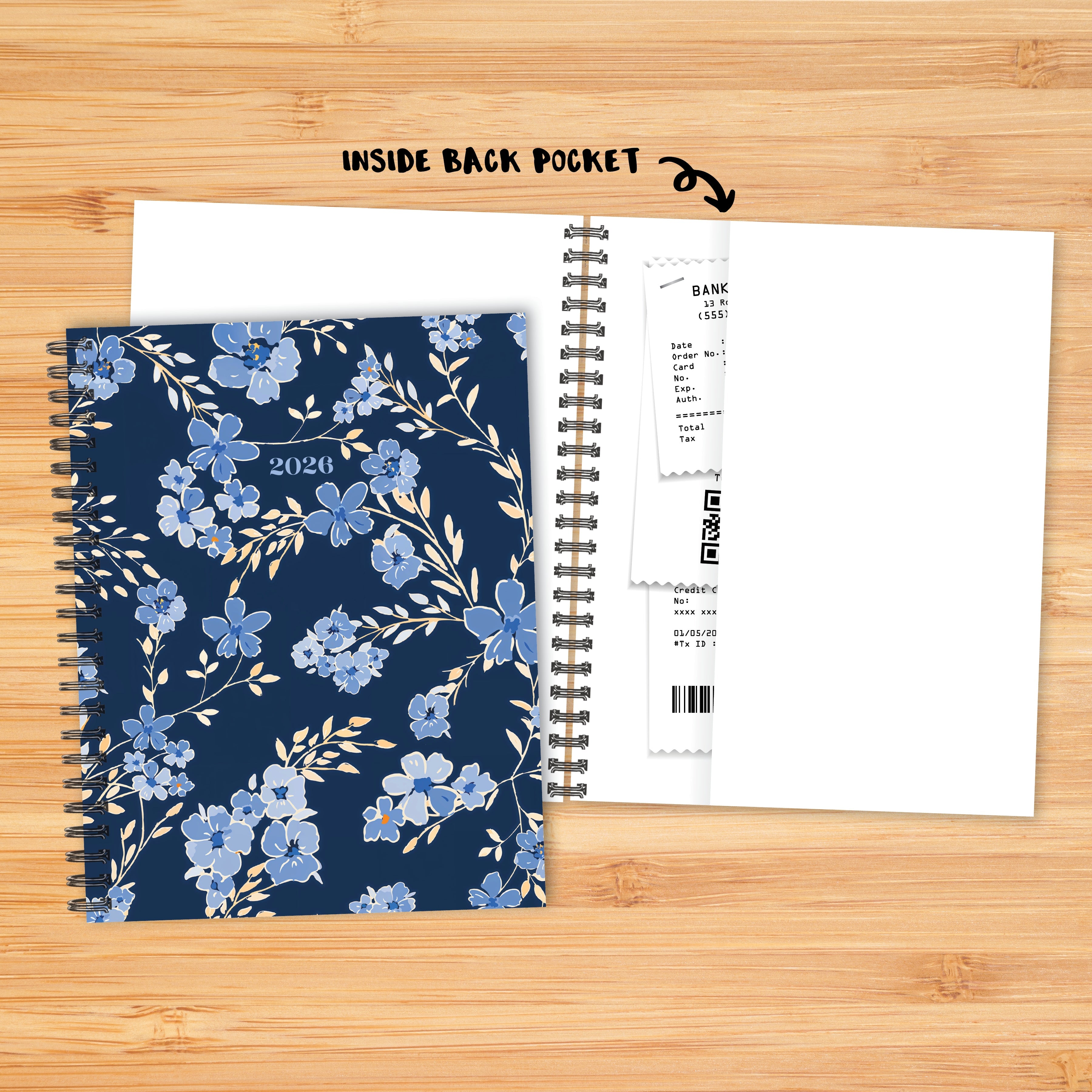 2026 Blue Floral - Monthly & Weekly Diary/Planner