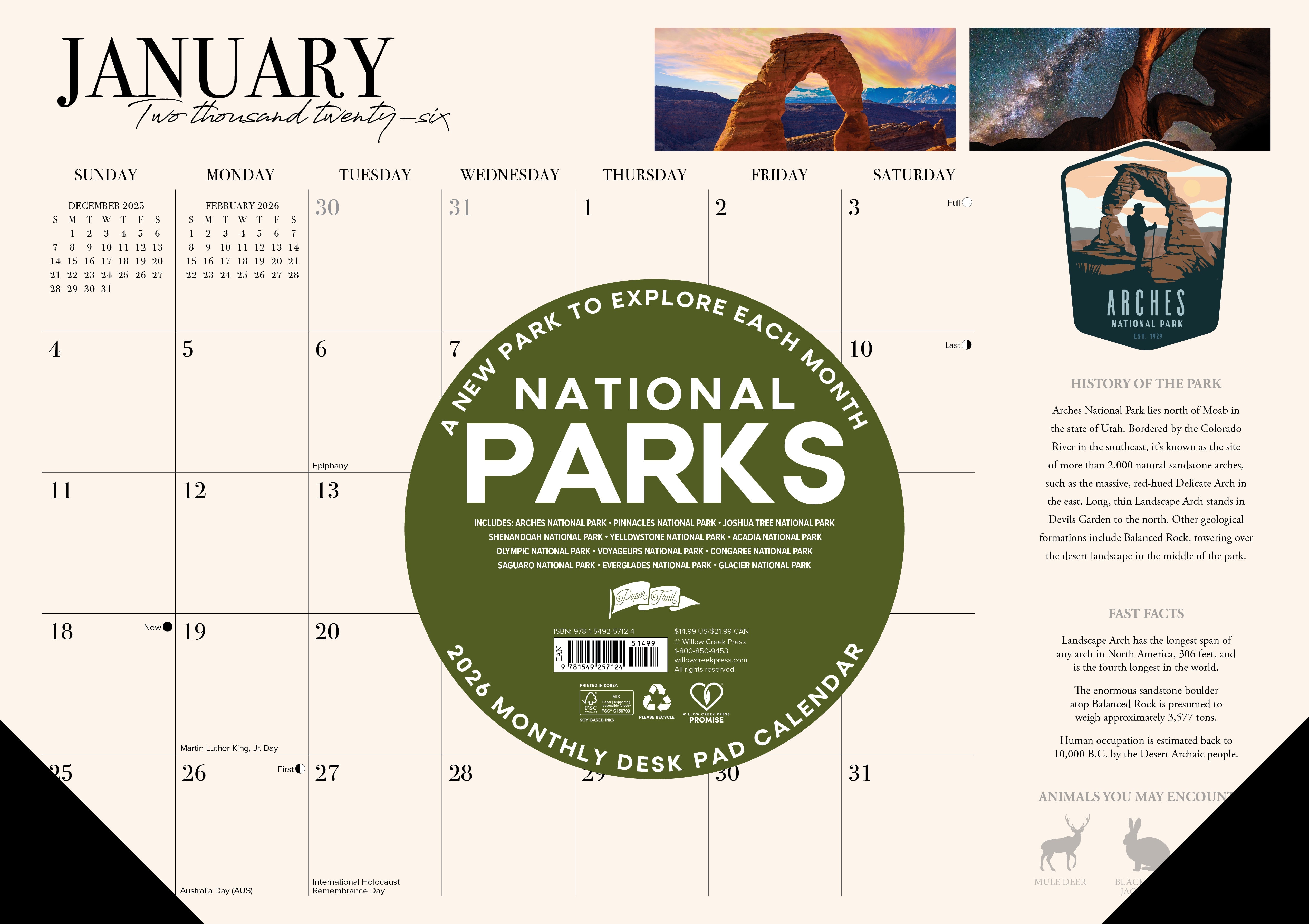 2026 National Parks - Desk Pad