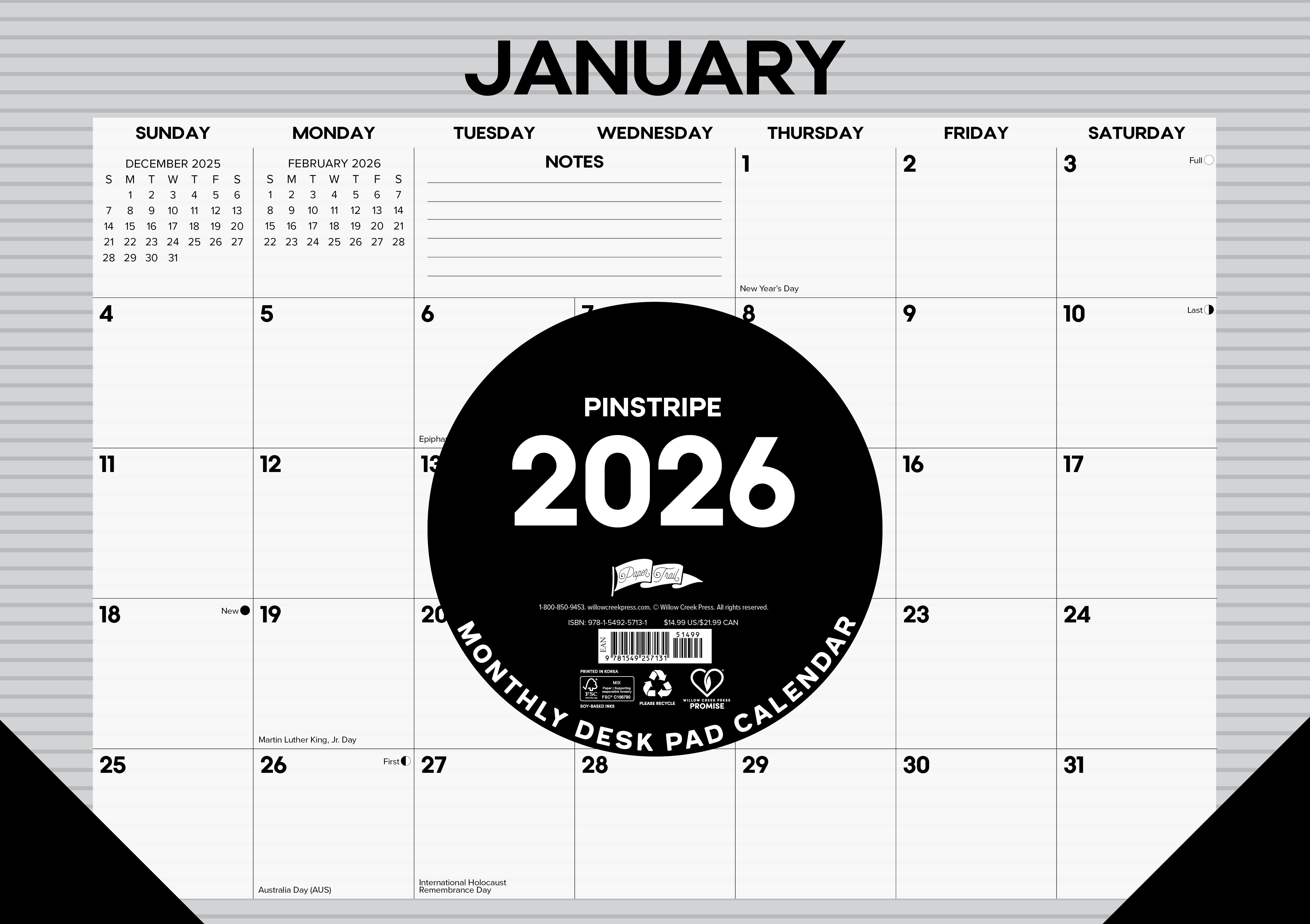2026 Pinstripe - Desk Pad