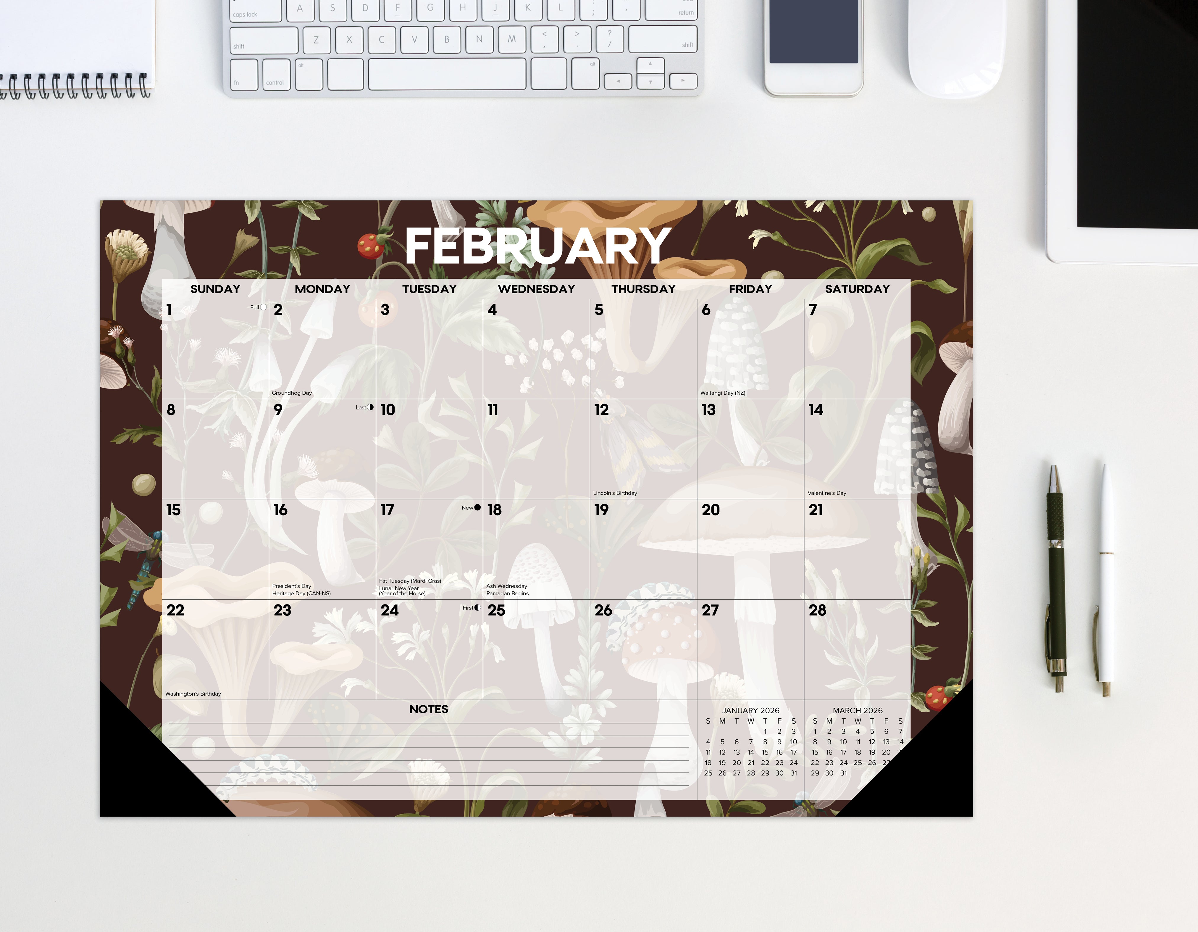 2026 Woodland Mushroom - Desk Pad