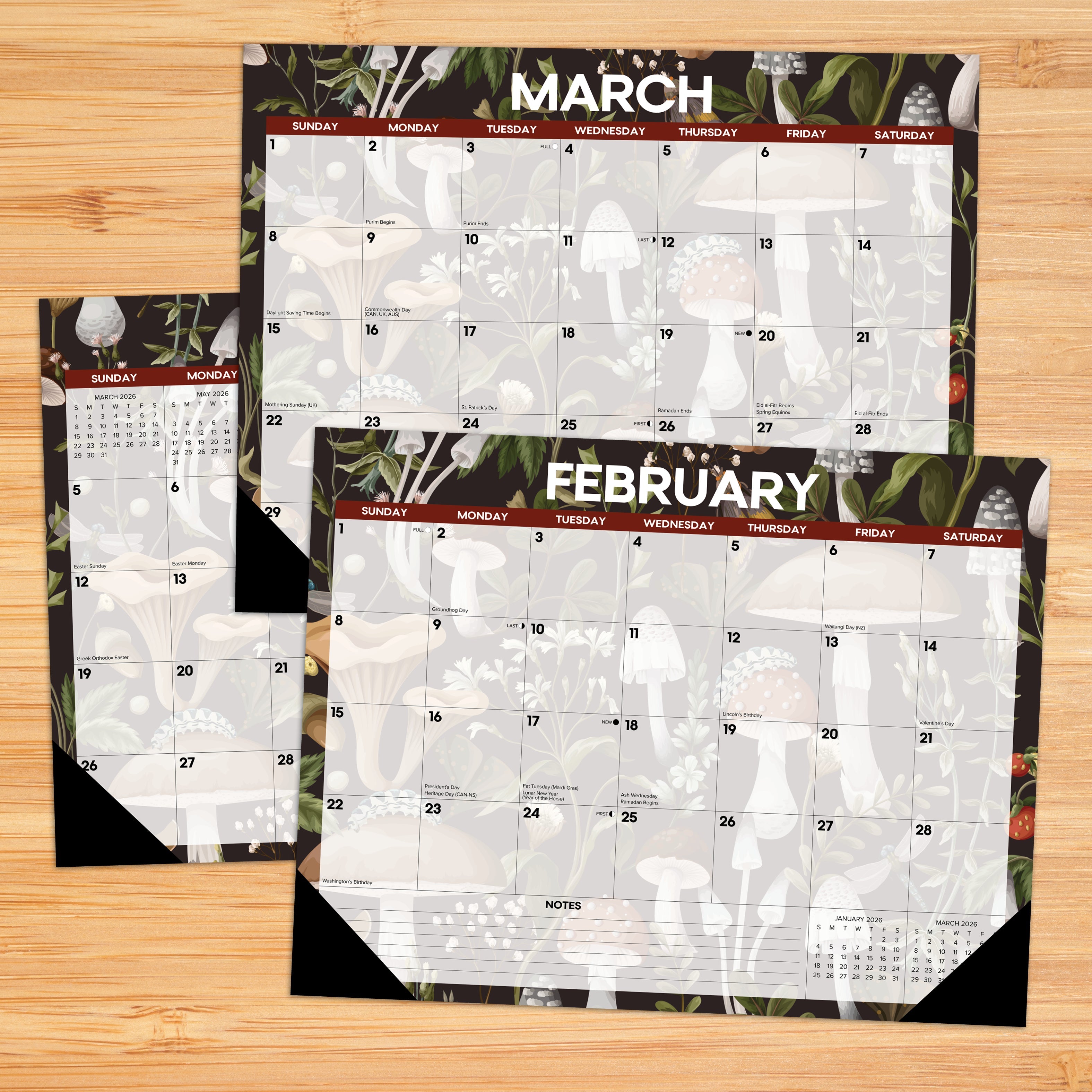 2026 Monthly Mushrooms - Desk Pad