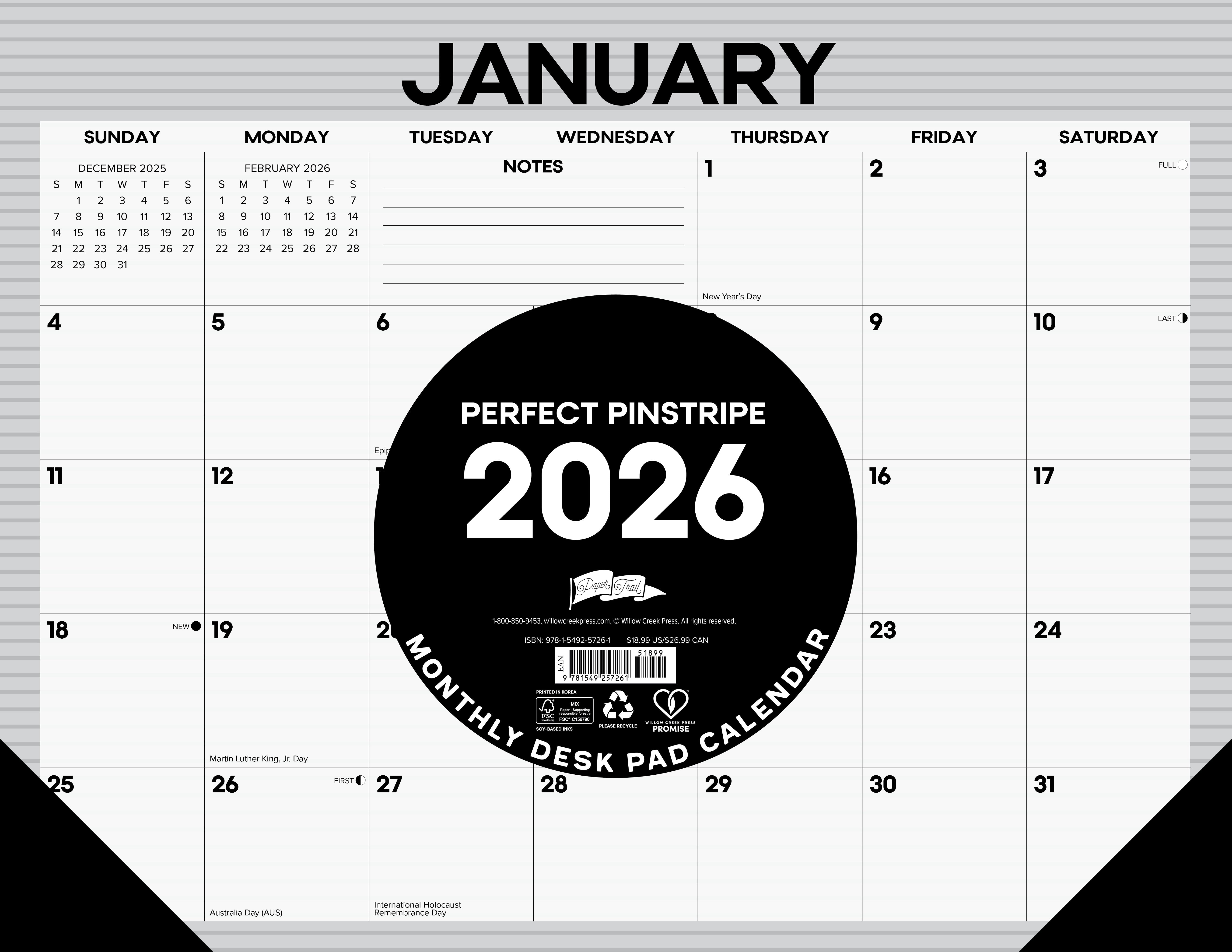 2026 Perfect Pinstripe - Desk Pad