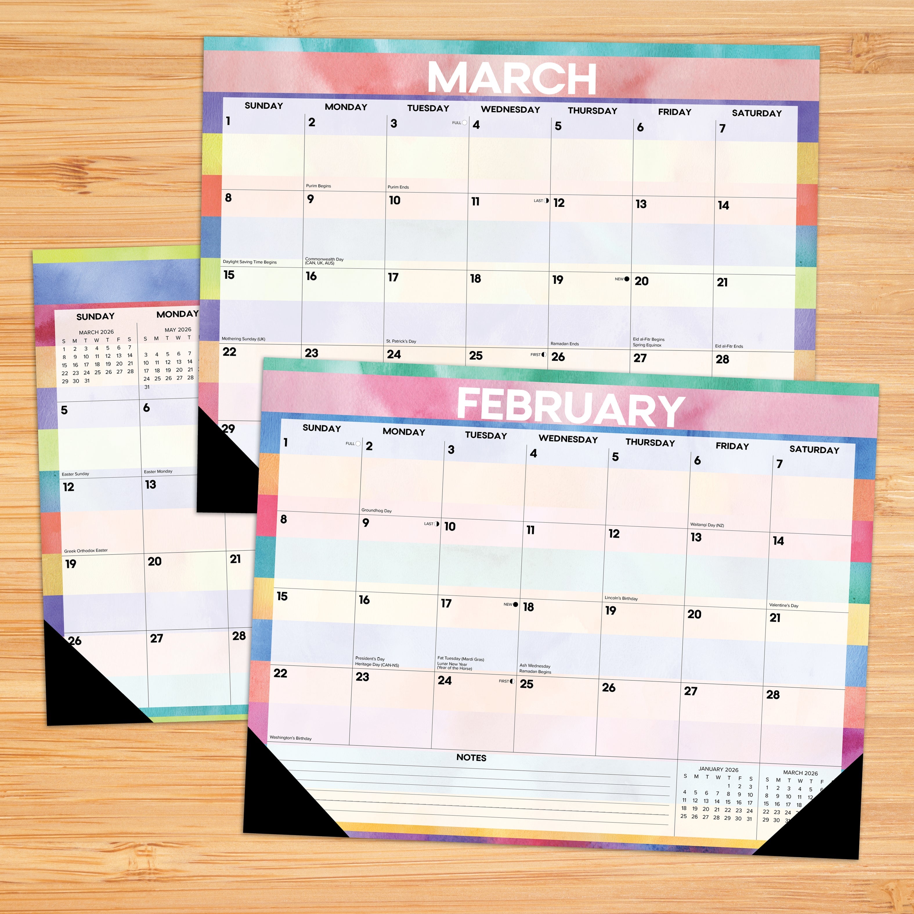 2026 Watercolor Stripes - Desk Pad