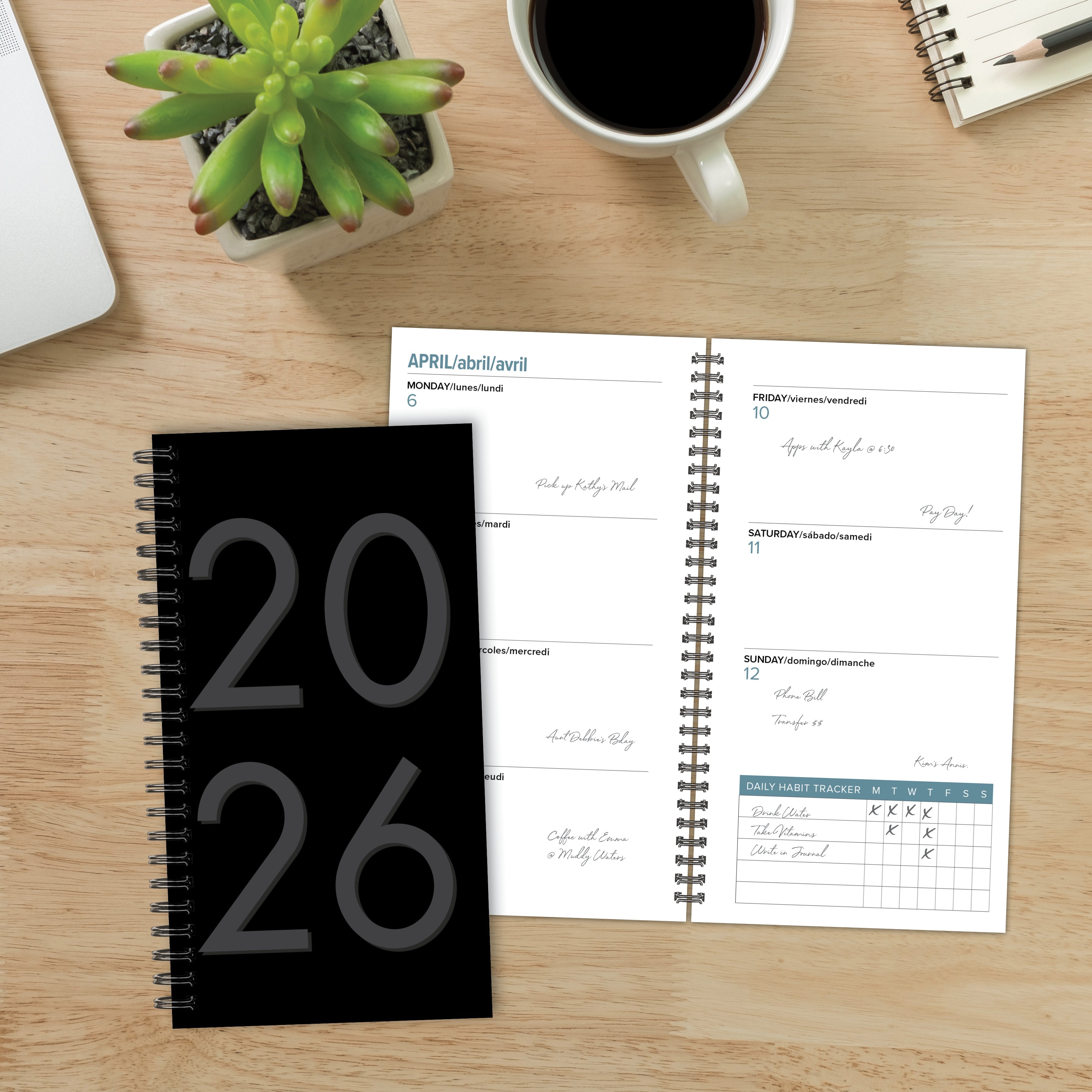 2026 Black - Weekly & Monthly Pocket Diary/Planner