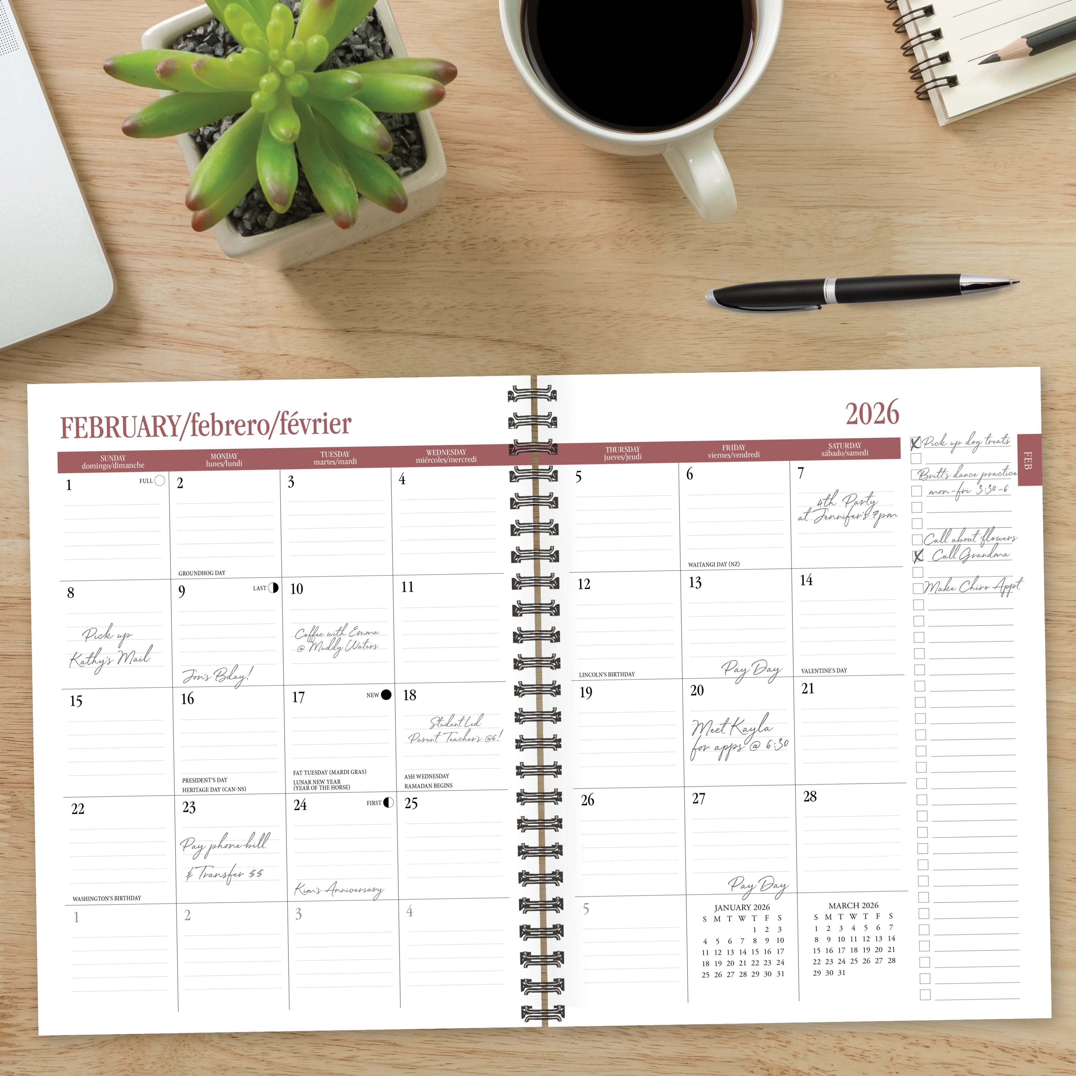 2026 Charcoal - Monthly & Weekly Diary/Planner