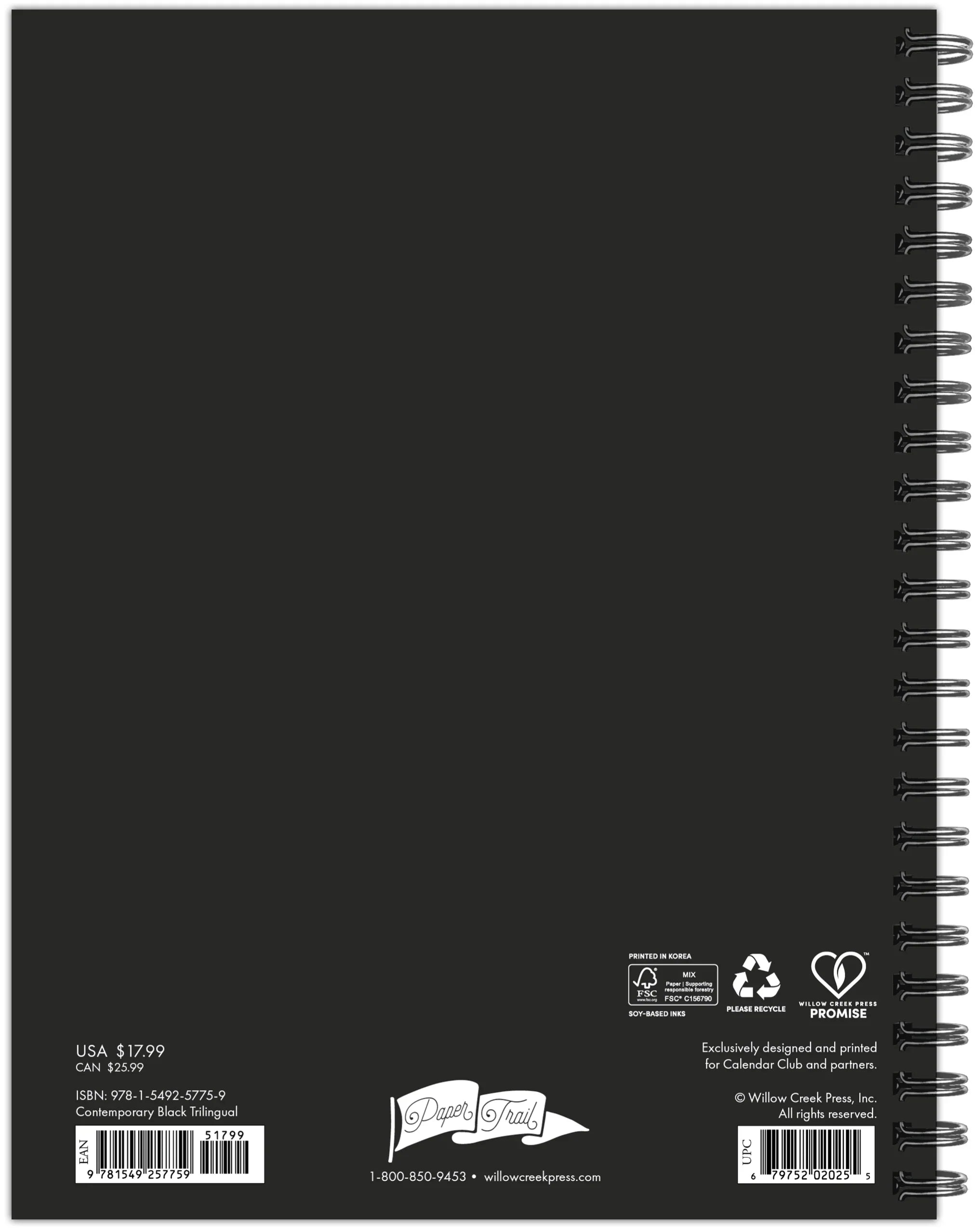 2026 Contemporary Black - Monthly & Weekly Diary/Planner