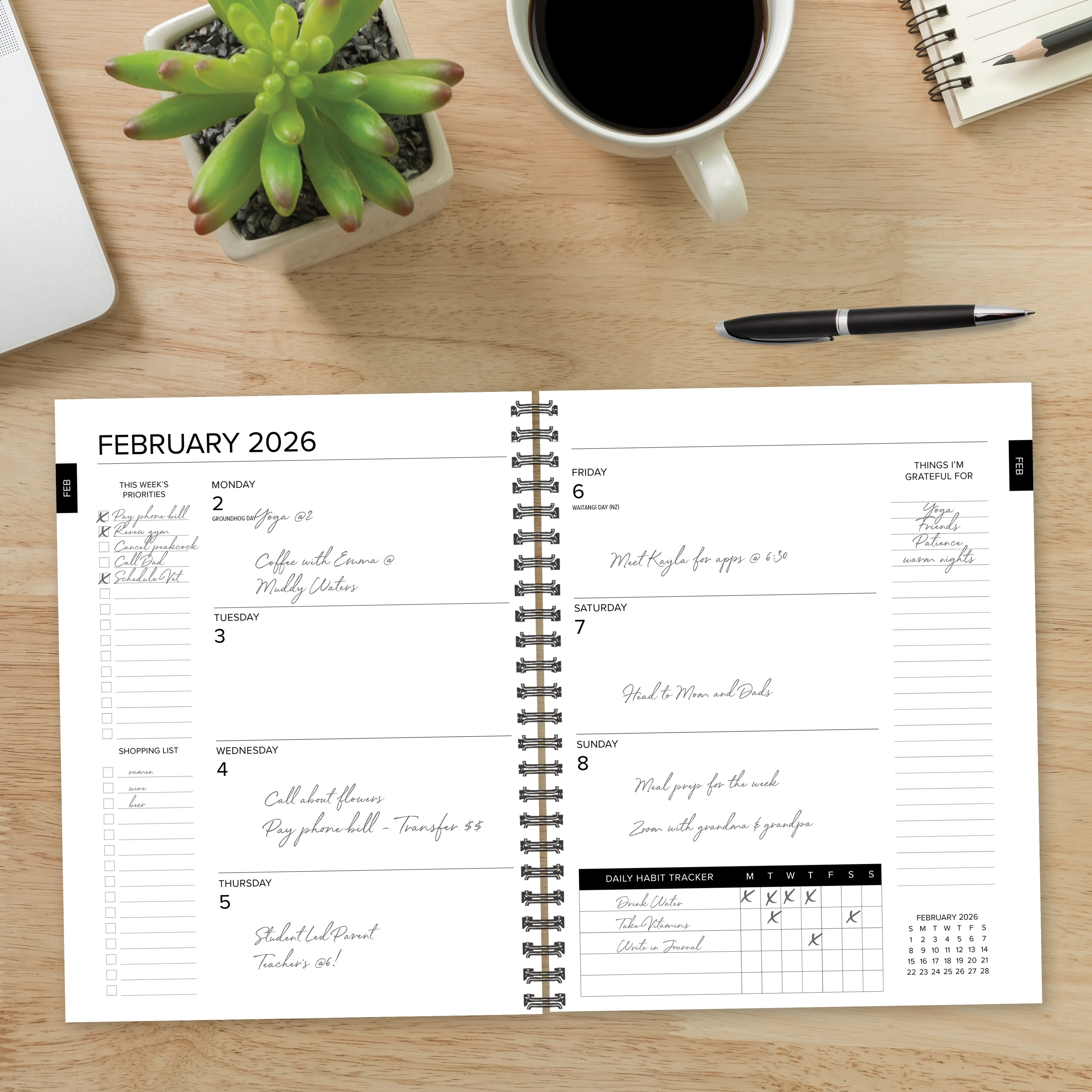2026 Basic Blue - Monthly & Weekly Diary/Planner