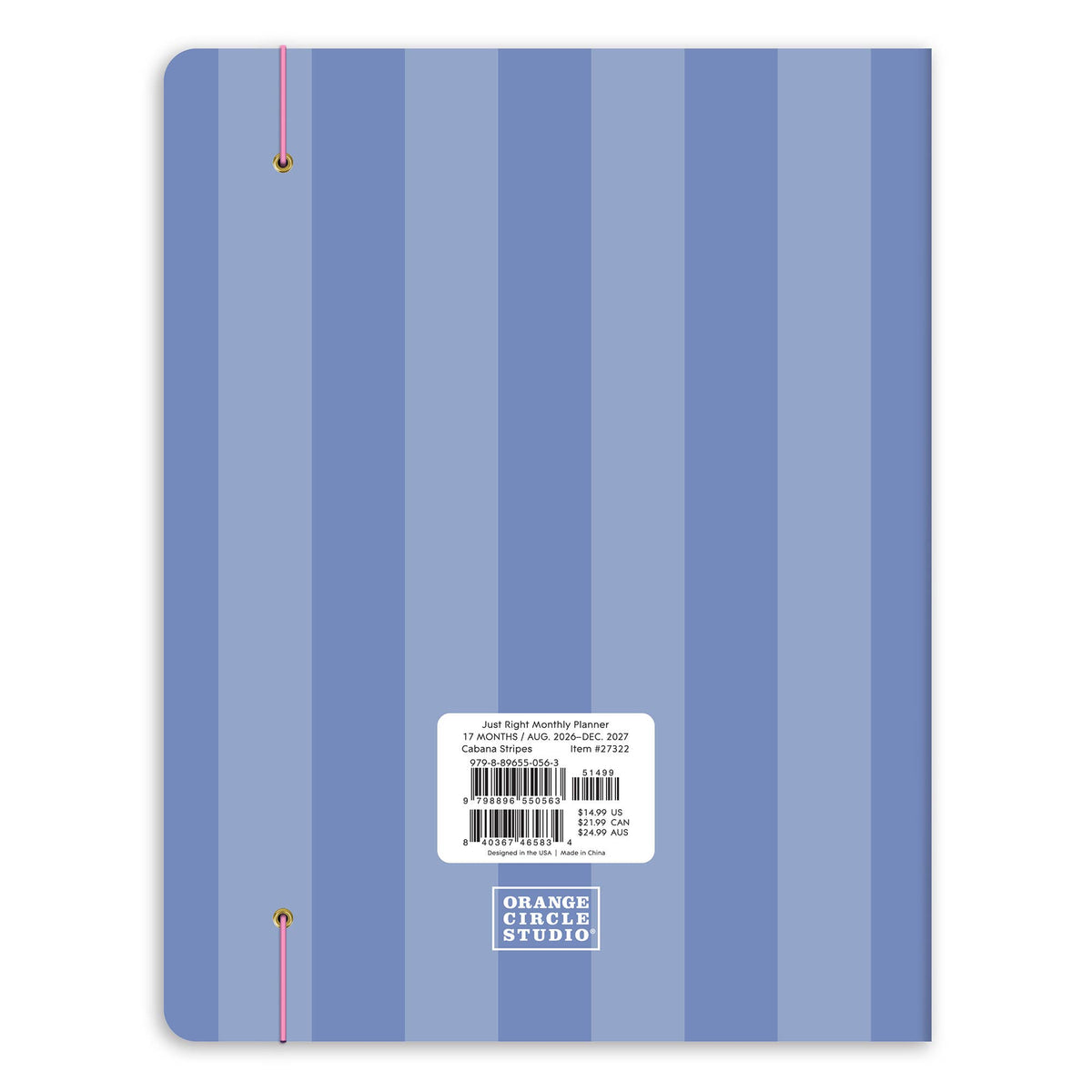 2027 Cabana Stripes Just Right Monthly Planner