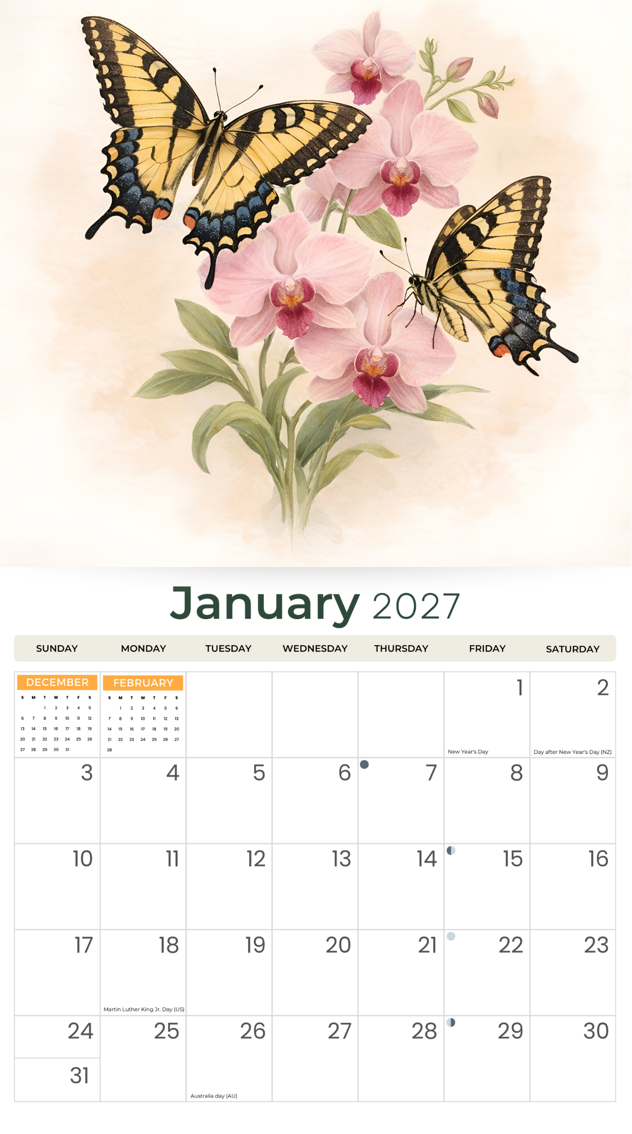 2027 The Art Of Butterflies - Deluxe Wall Calendar