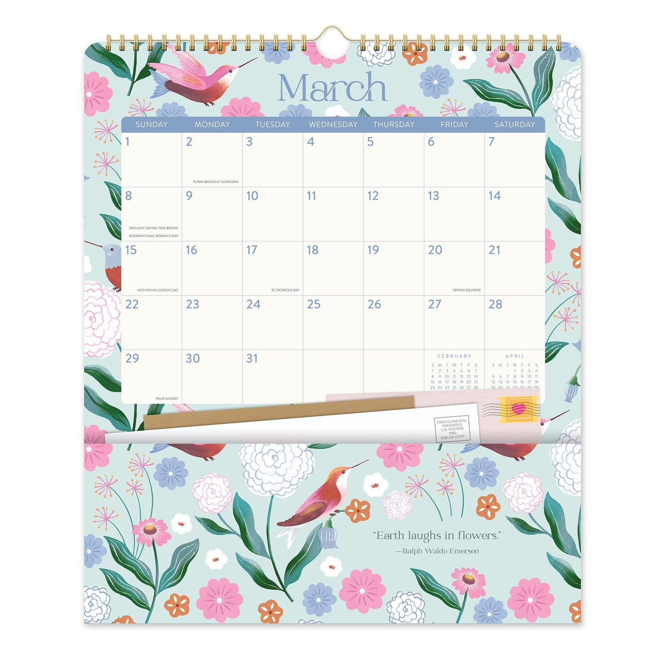 2026 Birds And Blooms - Pocket Plus Deluxe Wall Calendar