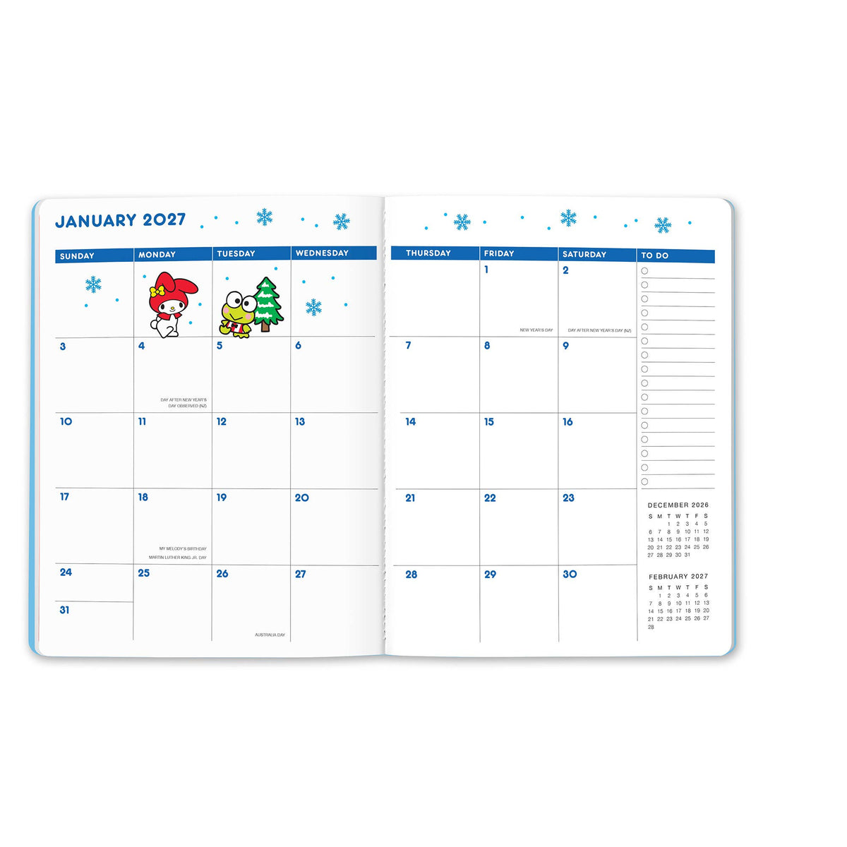 2027 Hello Kitty and Friends Retro Just Right Monthly Planner with Enamel Charm Bookmark