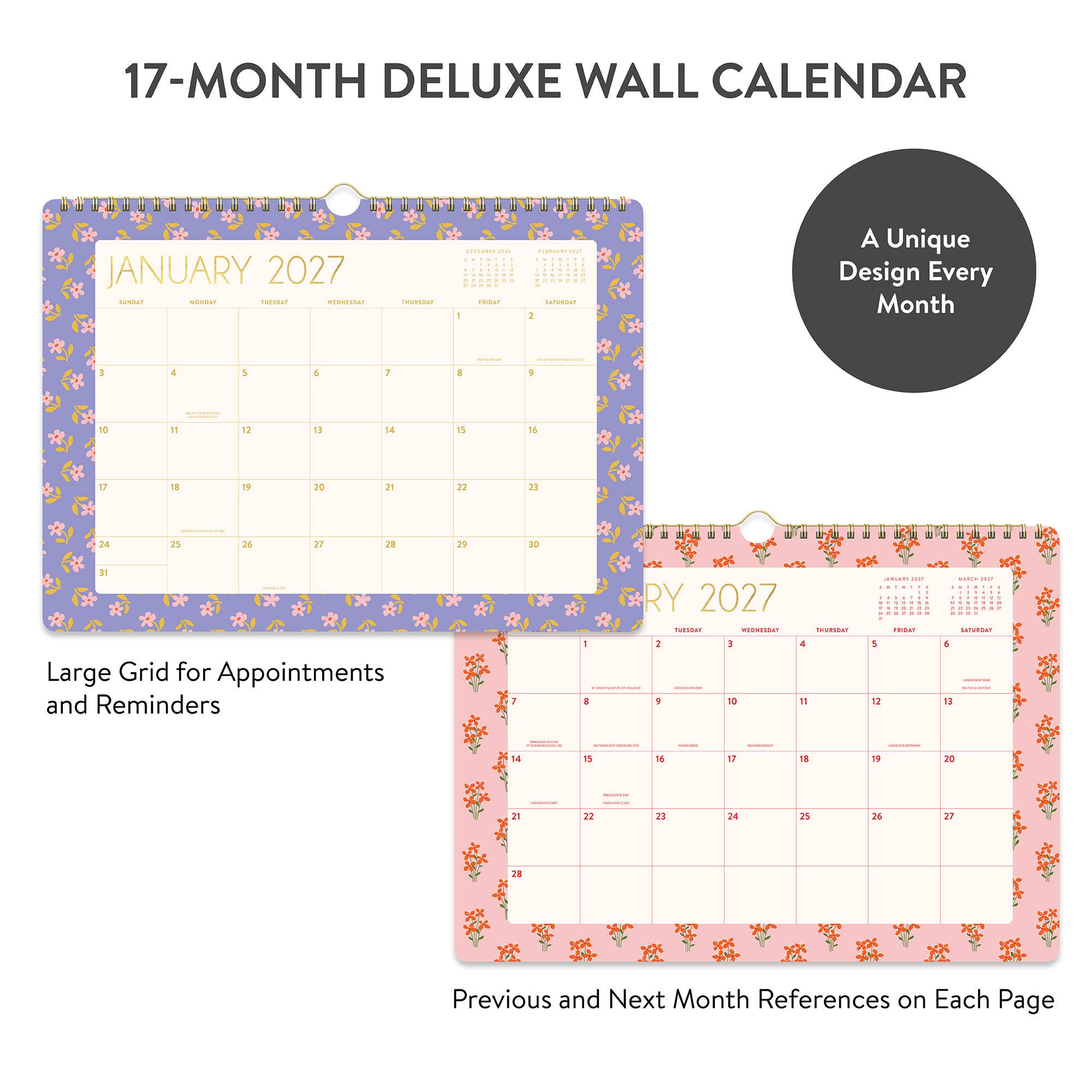 2027 Secret Garden Deluxe Wall Calendar