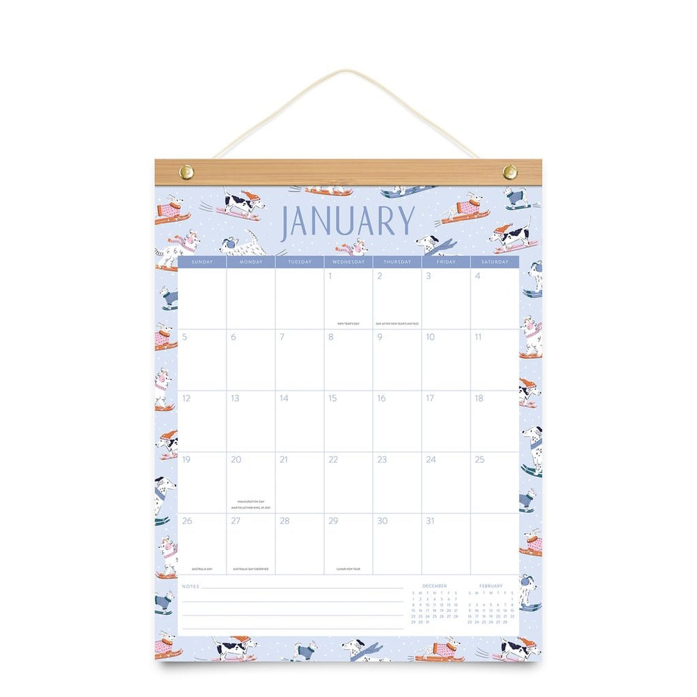 2025 Dog Days Bamboo-Hanger - Deluxe Wall Calendar by Orange Circle Studio