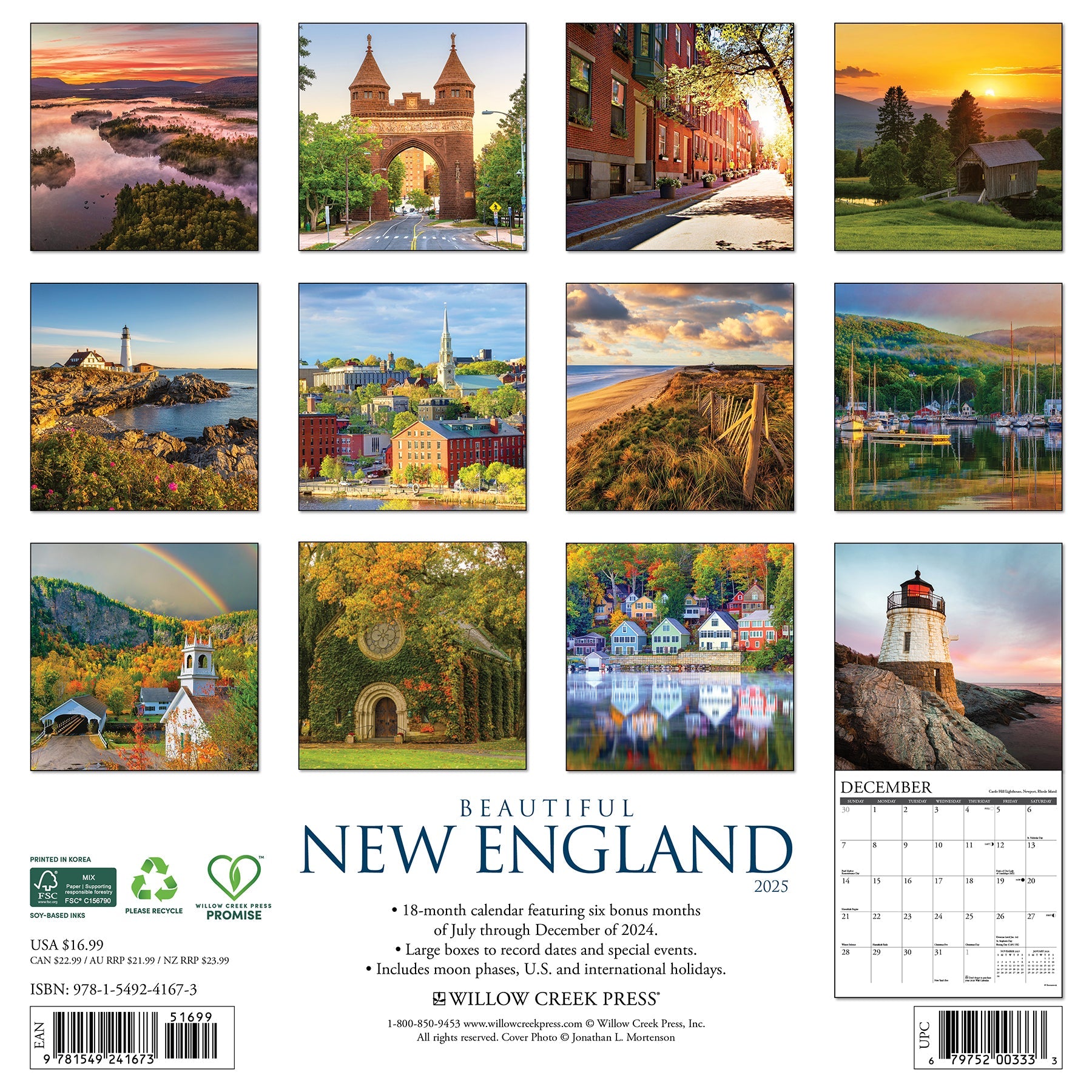 2025 Beautiful New England - Square Wall Calendar