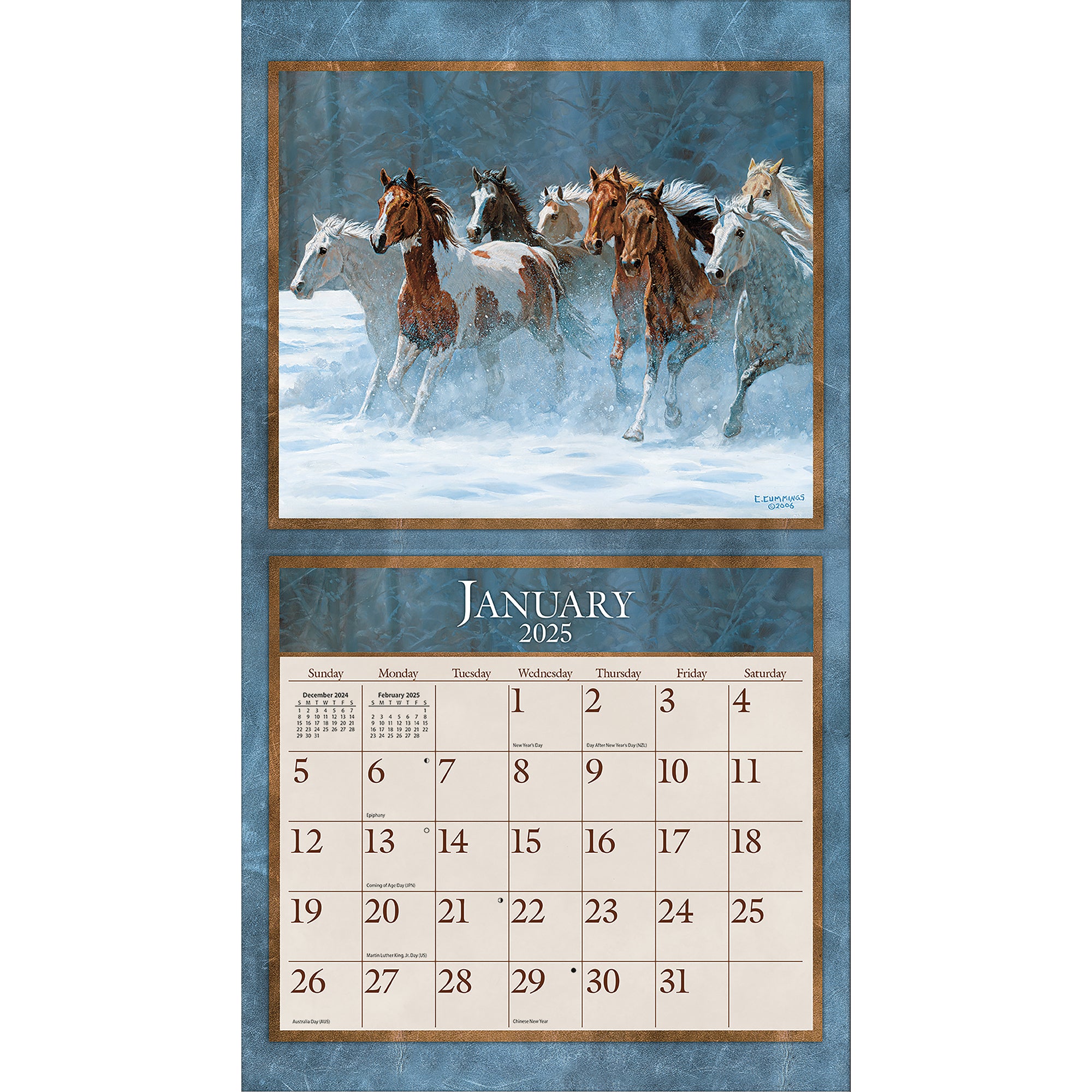 2025 Horses In The Mist - LANG Deluxe Wall Calendar