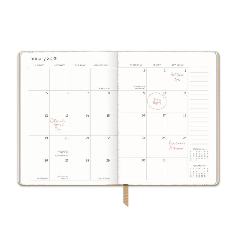 2025 Leaves on Hazelnut Medium Dual - Textured Weekly & Monthly Diary/Planner by Orange Circle Studio