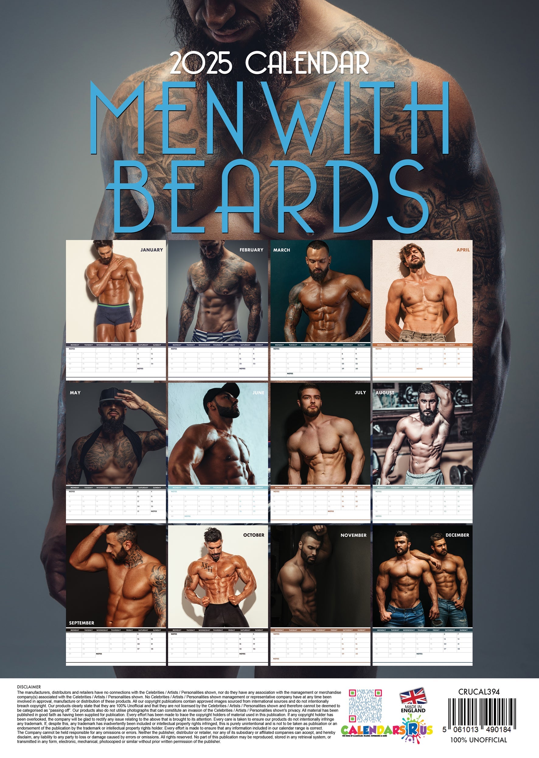 2025 Men With Beards - A3 Wall Calendar