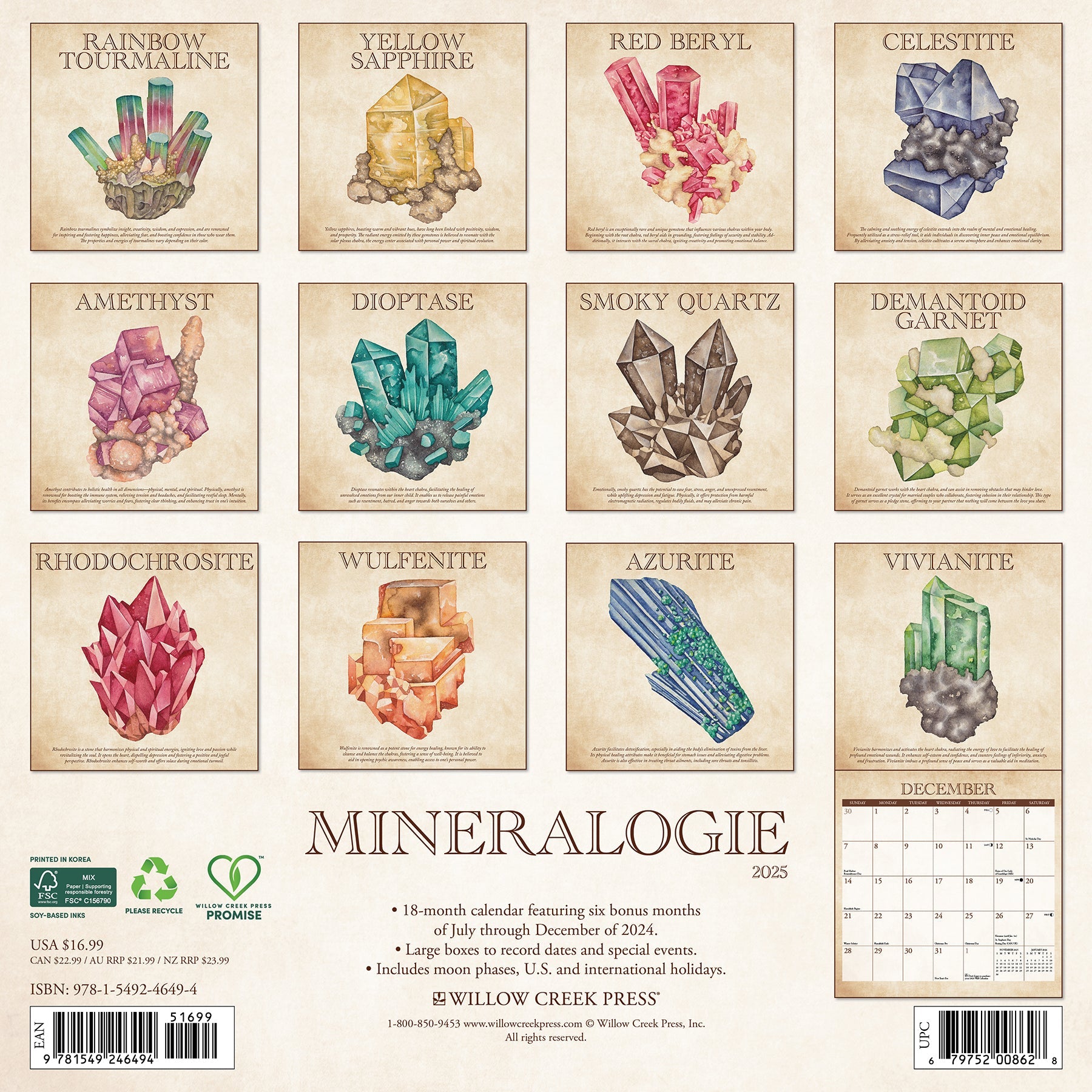 2025 Mineralologie - Square Wall Calendar