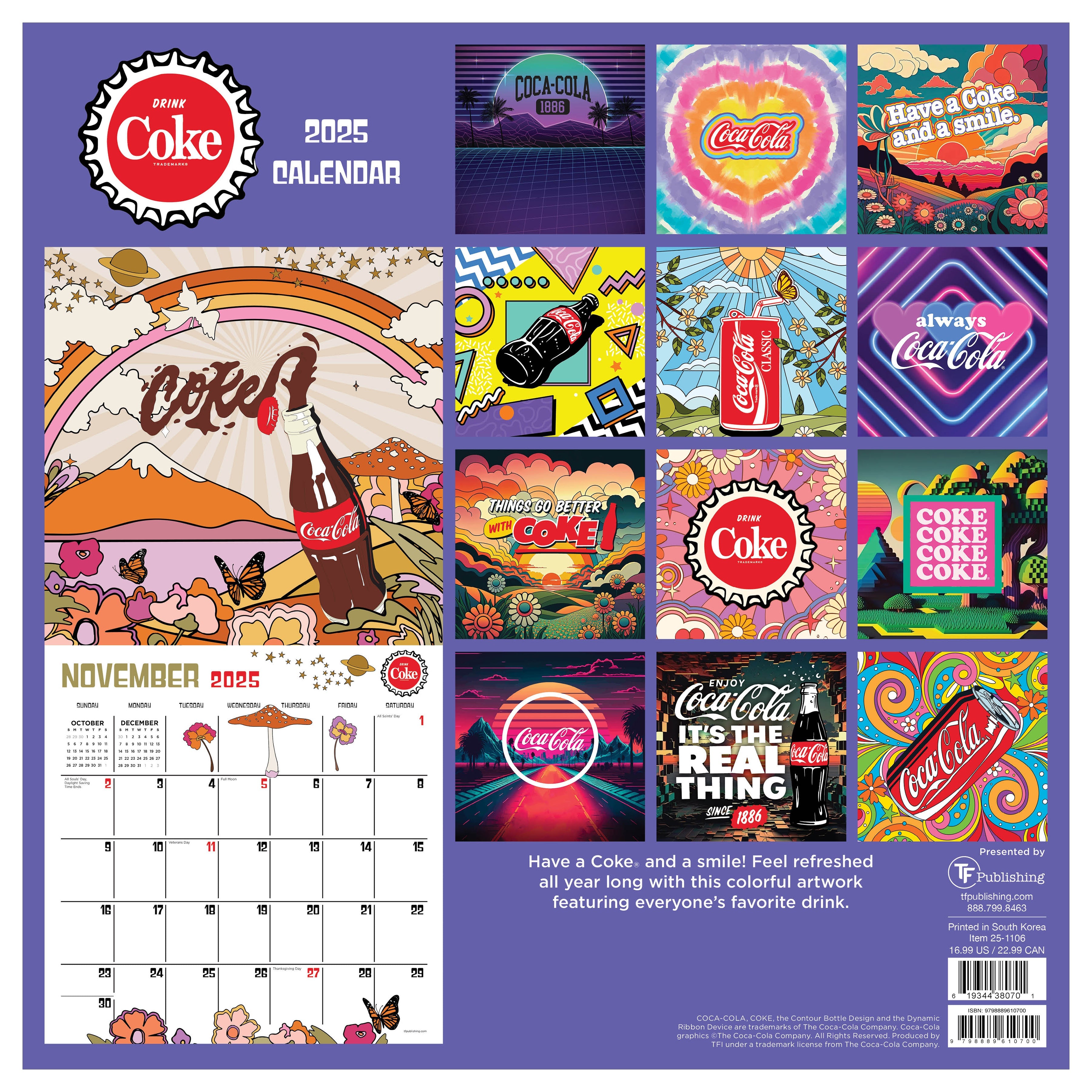 2025 Coca-Cola: Retro & Refreshed! - Square Wall Calendar