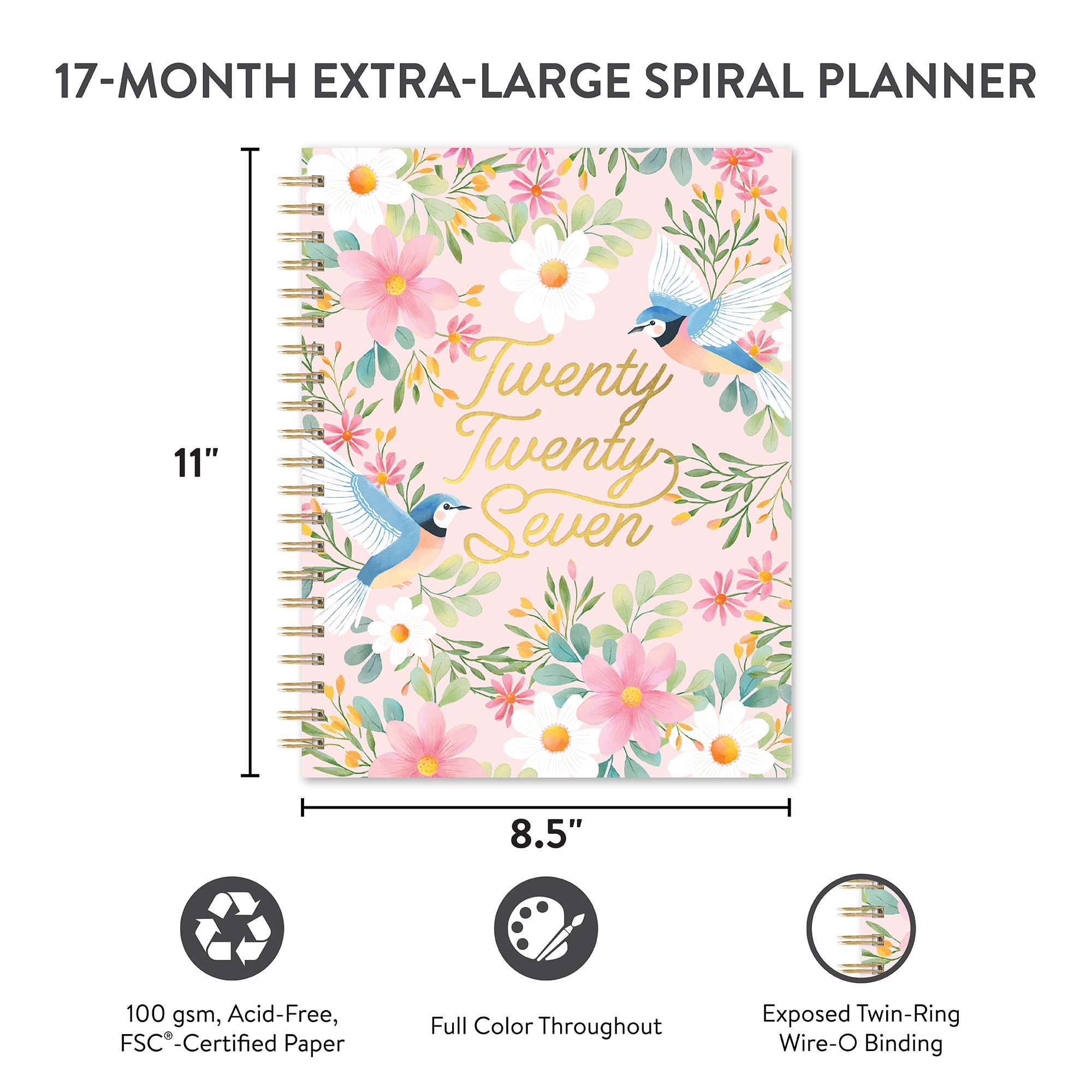 2027 Birds & Blooms Extra-Large Spiral Planner